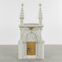 Rare 19th Century Carrara Marble Tabernacle Agnus Dei (Lamb Of God)