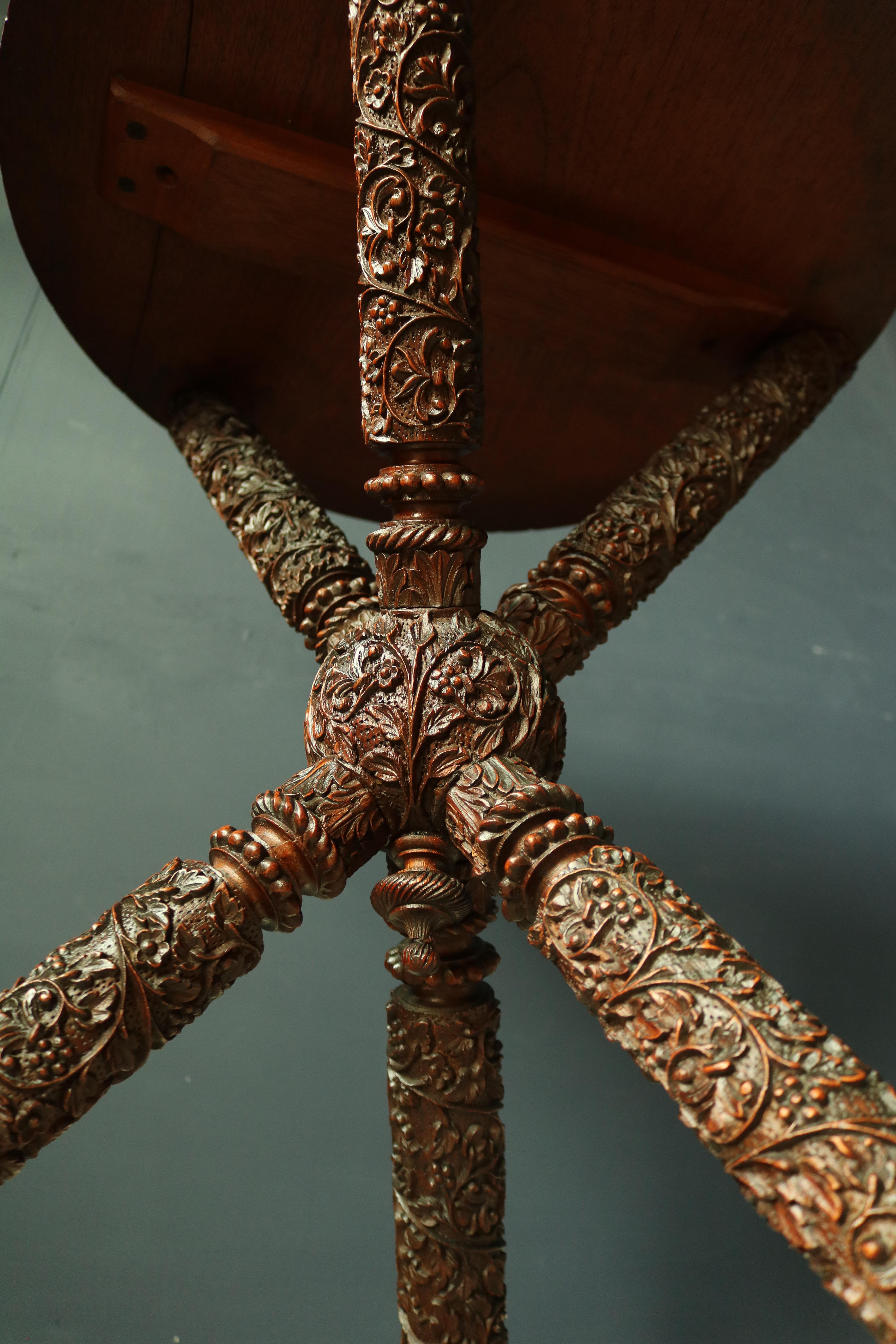 Rare 19th Century Carved Anglo-Indian Table 2