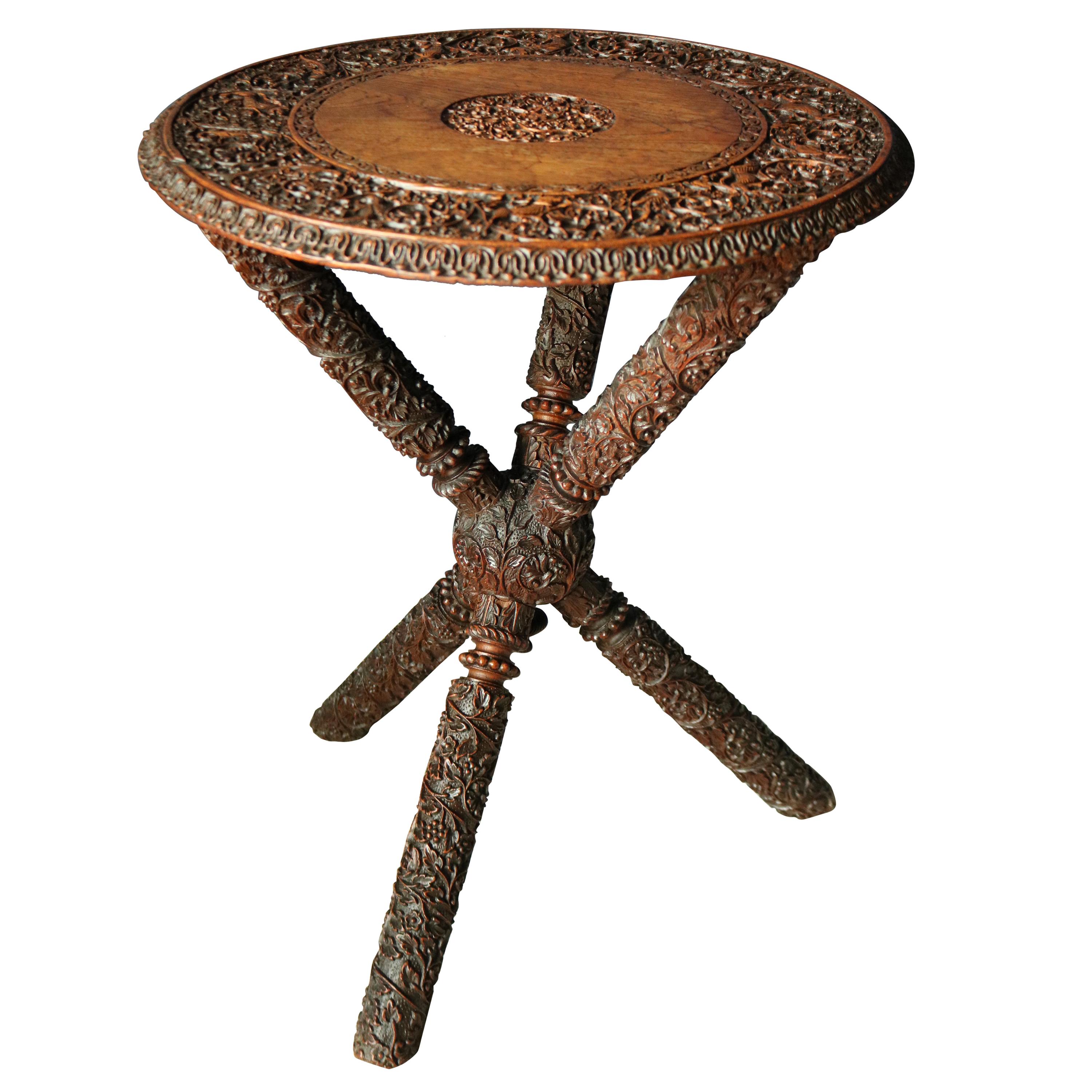 Rare 19th Century Carved Anglo-Indian Table