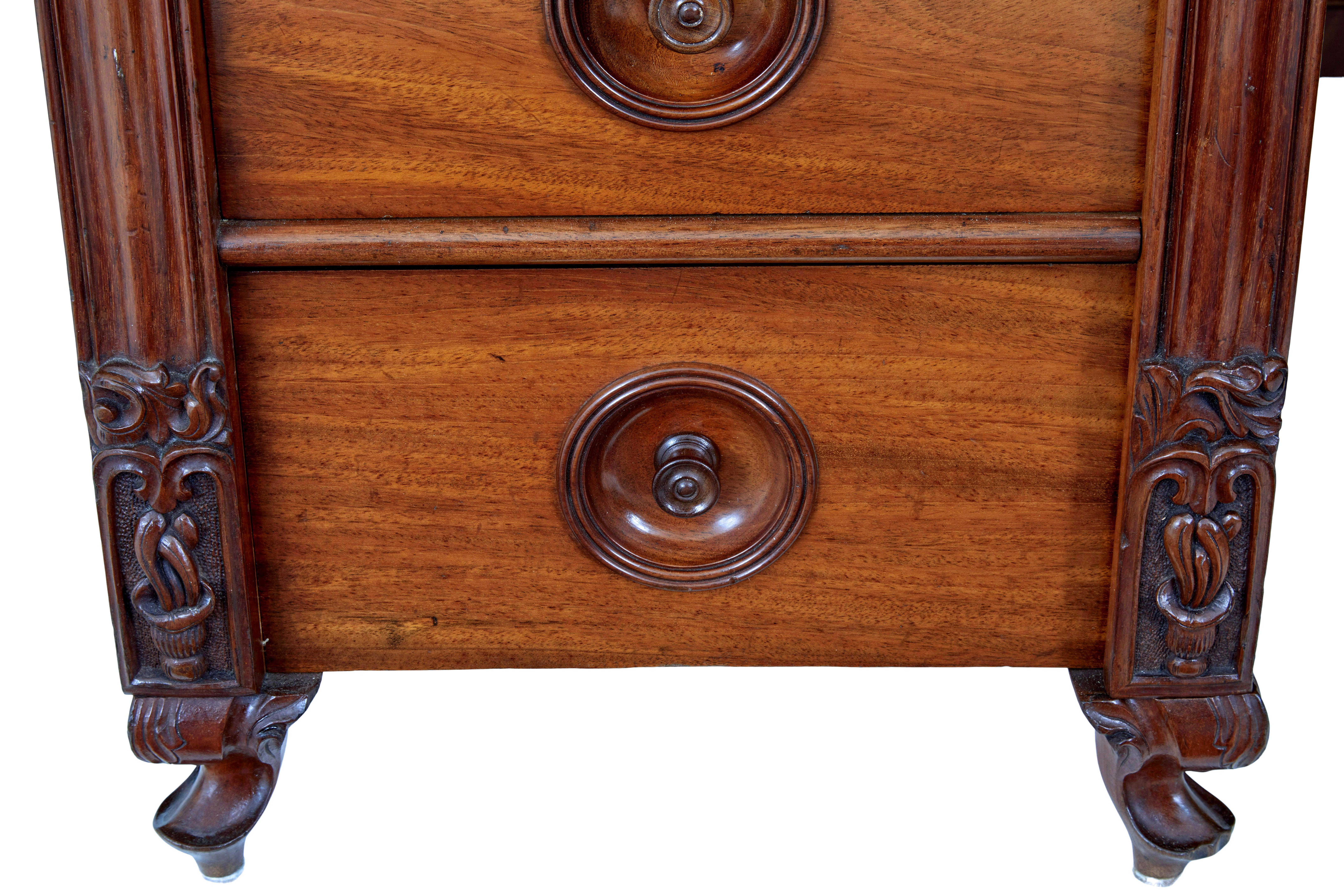 Rare 19th century carved mahogany Swedish pedestal desk 3