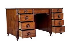 Rare 19th century carved mahogany Swedish pedestal desk