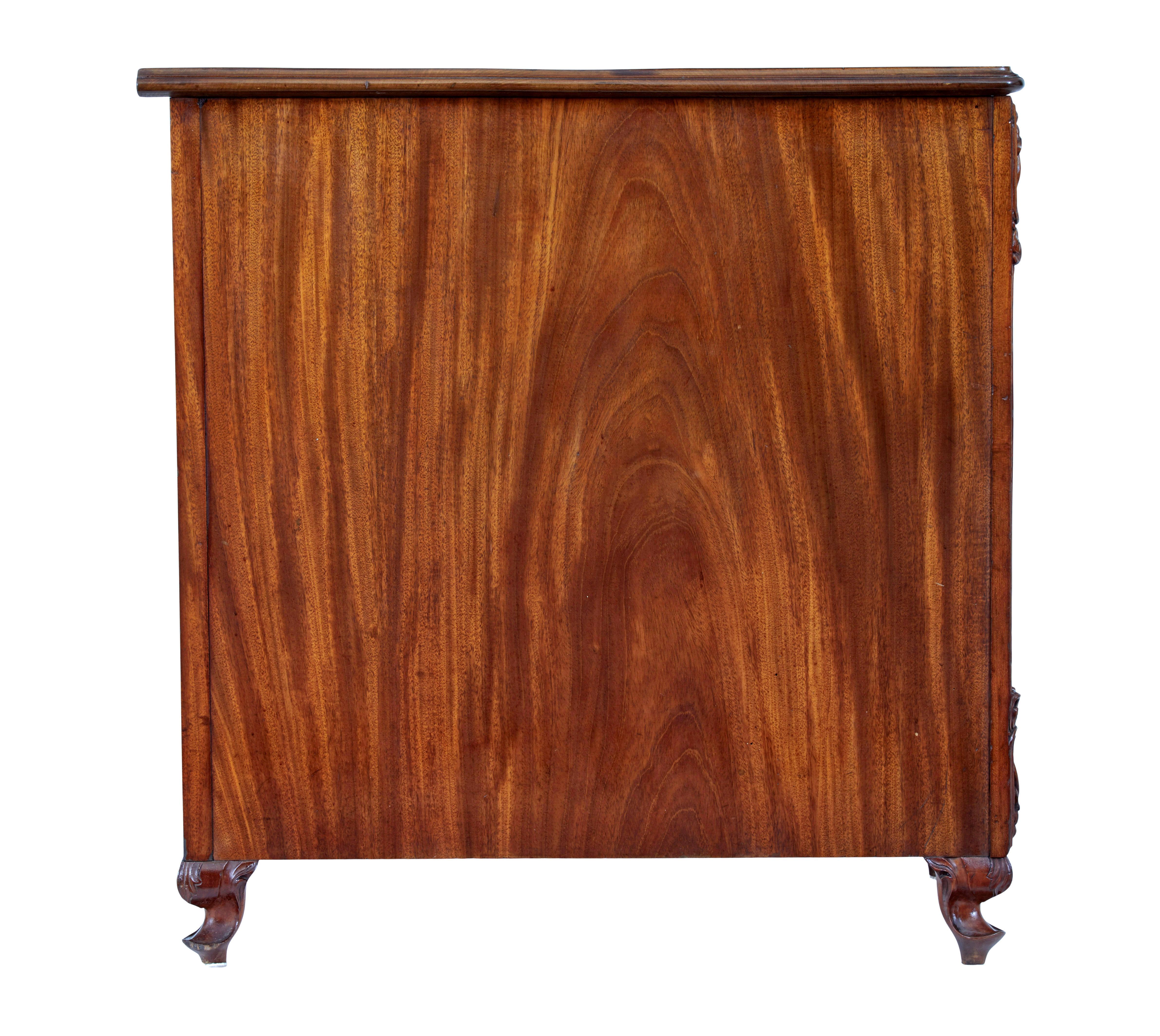 Carved Rare 19th century carved mahogany Swedish pedestal desk