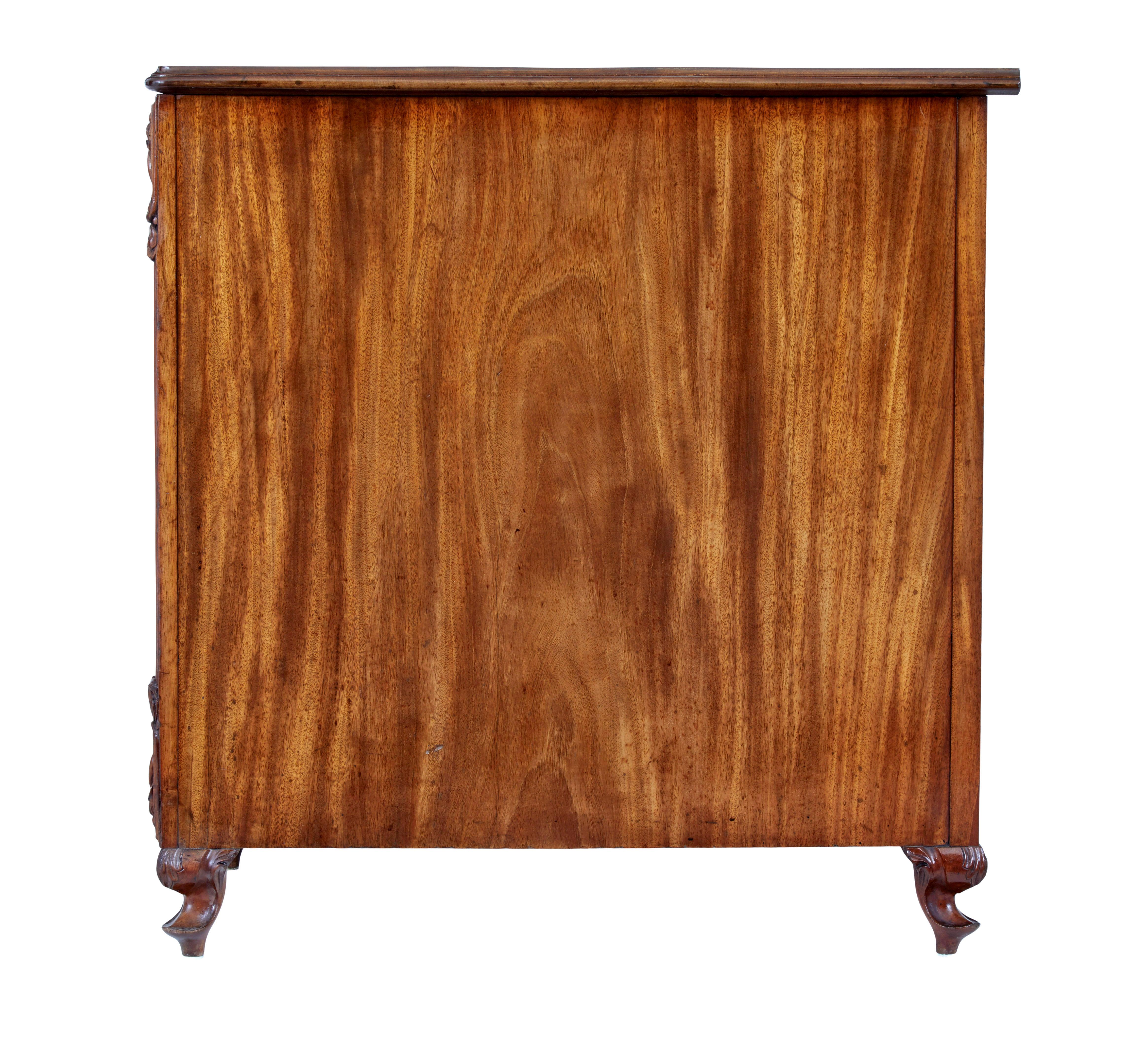 19th Century Rare 19th century carved mahogany Swedish pedestal desk