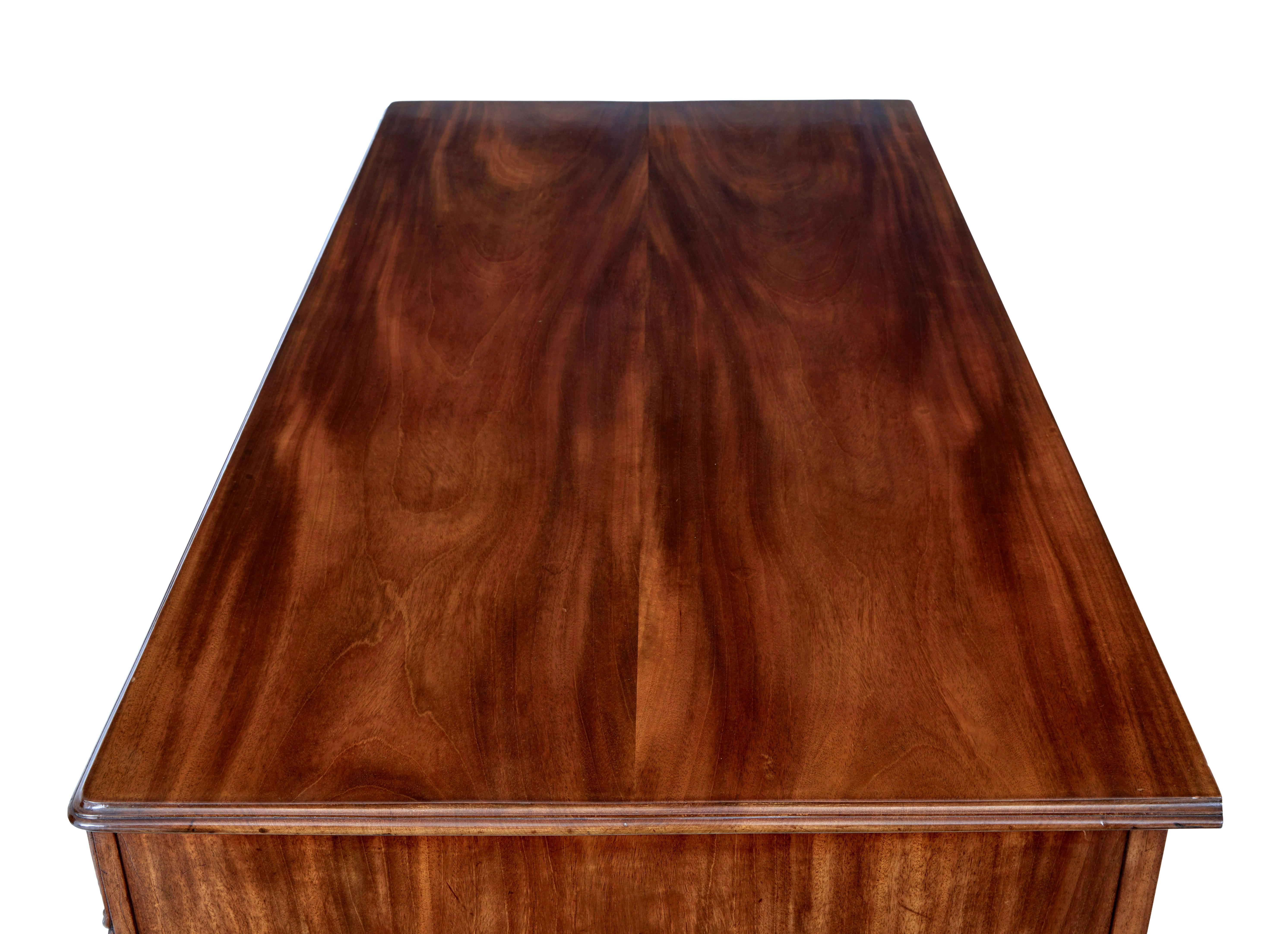 Mahogany Rare 19th century carved mahogany Swedish pedestal desk