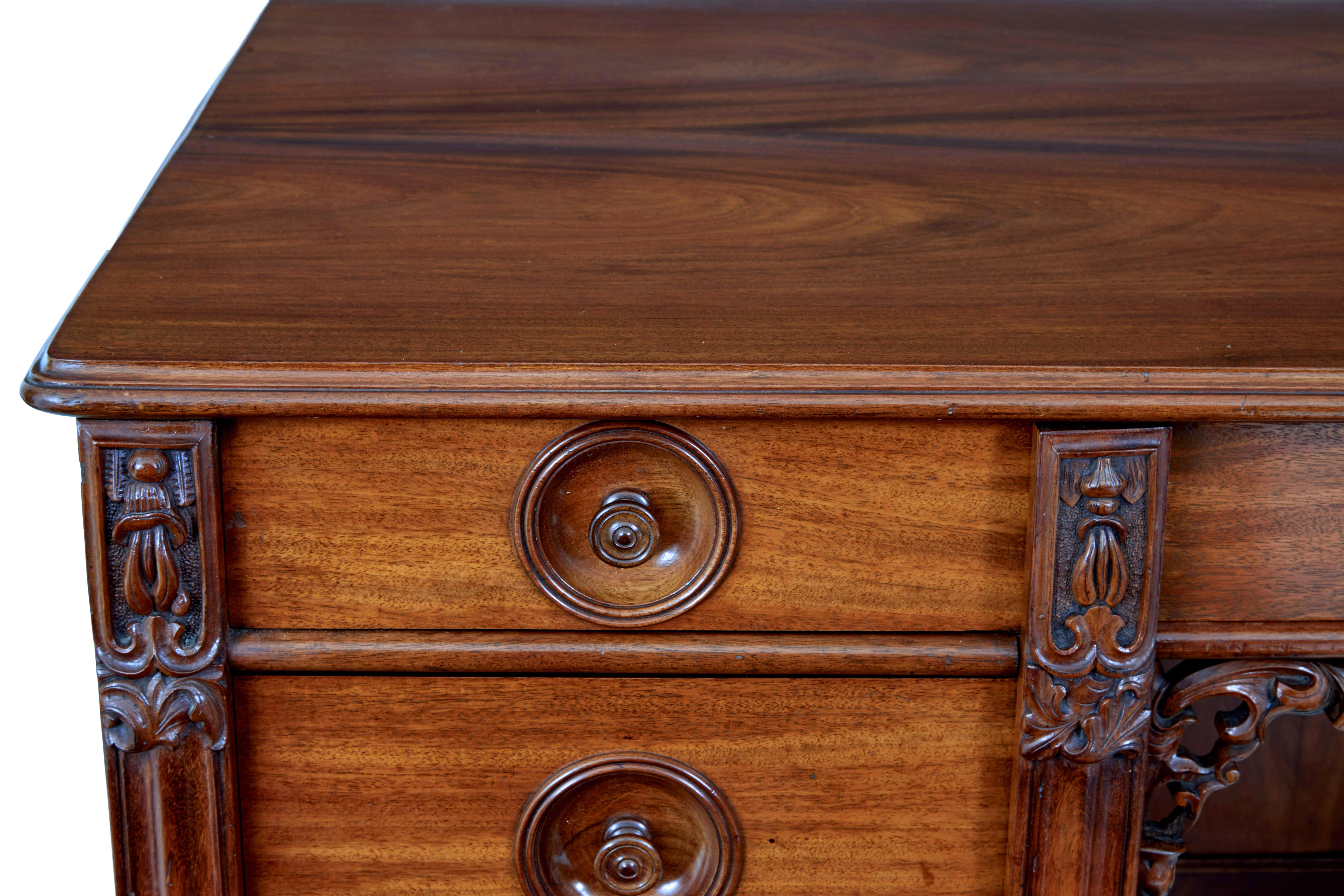 Rare 19th century carved mahogany Swedish pedestal desk 2