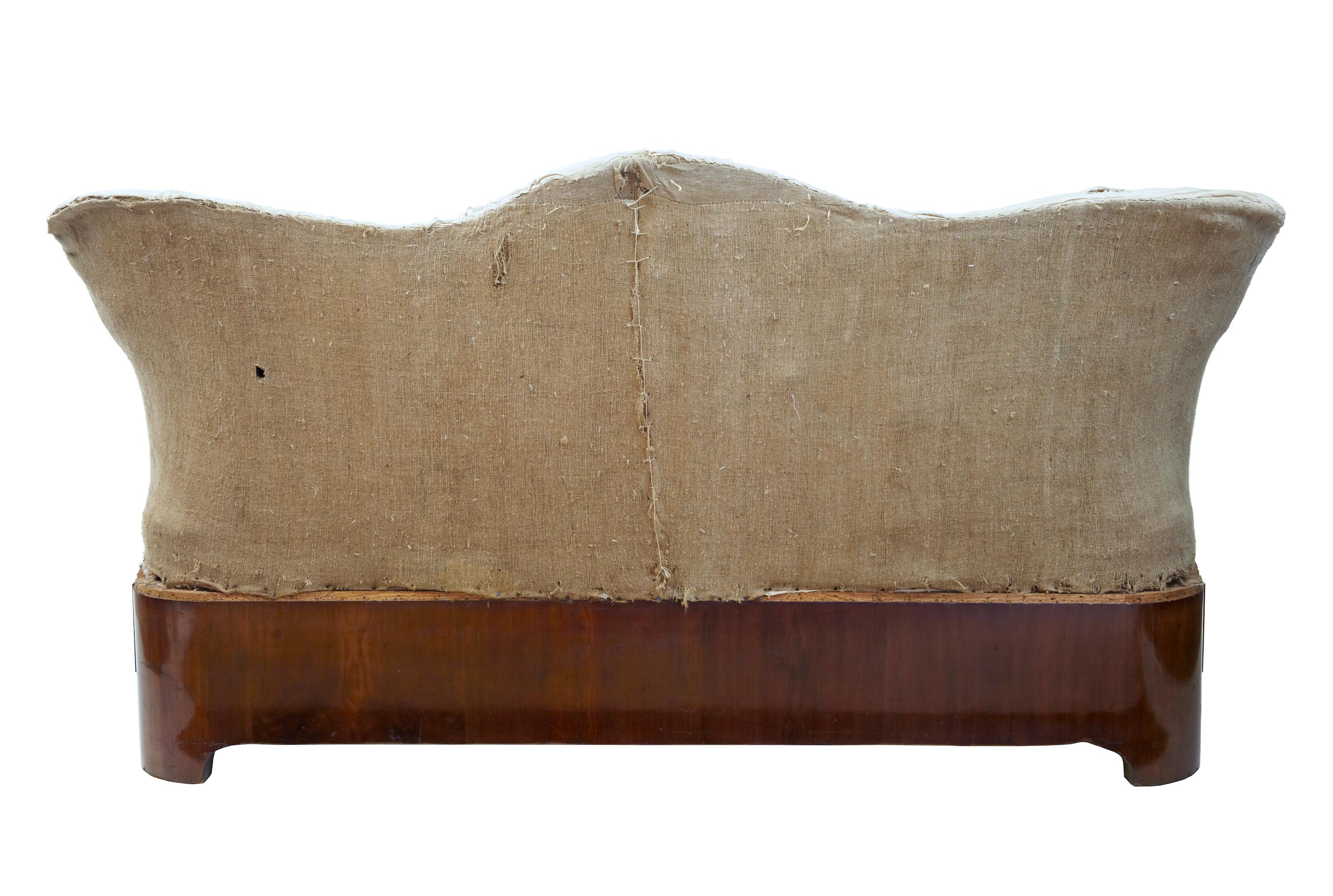 German Rare 19th Century Carved Walnut and Mahogany Button Back Sofa