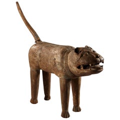 Rare 19th Century Carved Wooden Indian Tiger