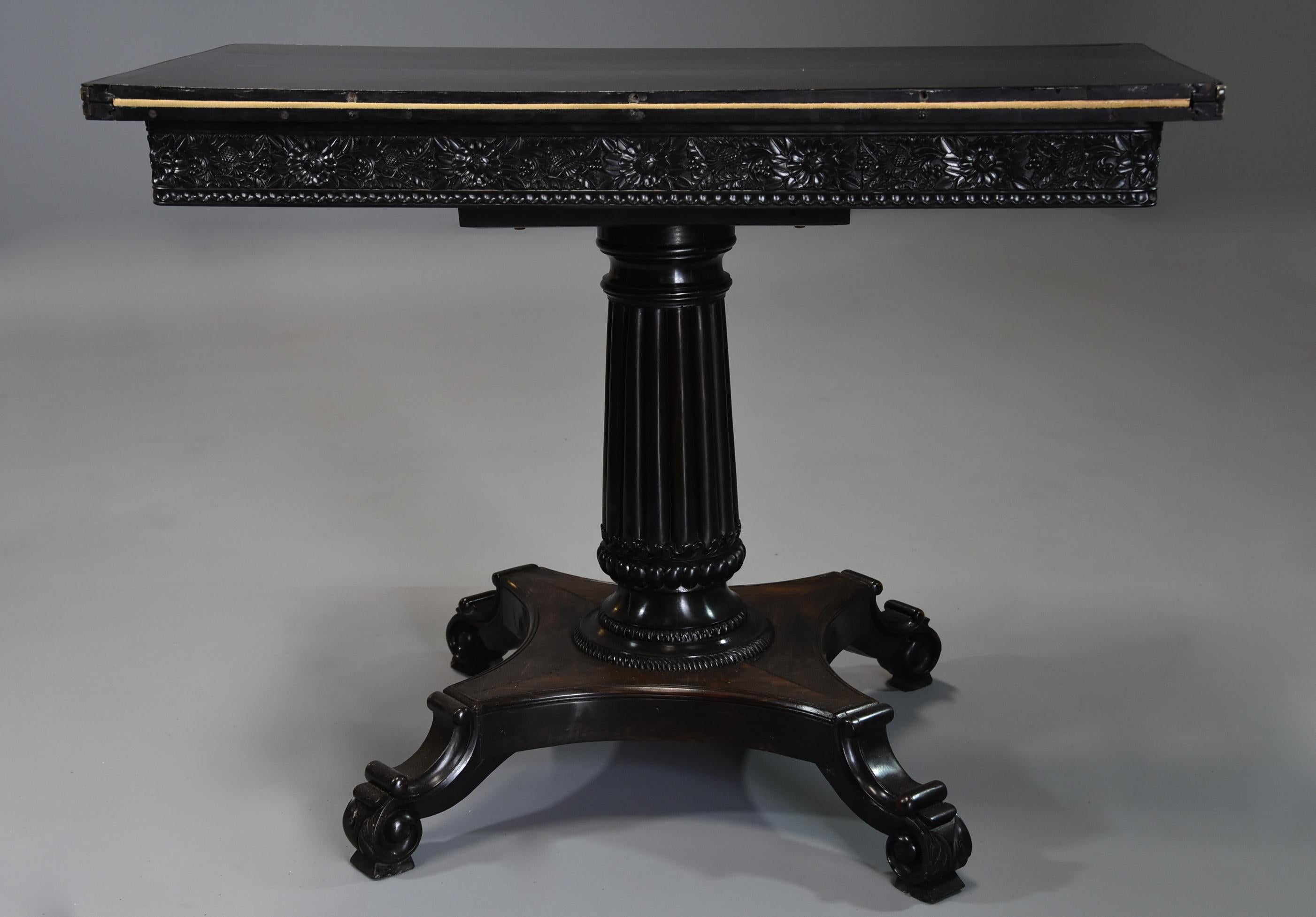 Rare 19th Century Ceylonese Solid Ebony Card/Games Table from the Galle District 8