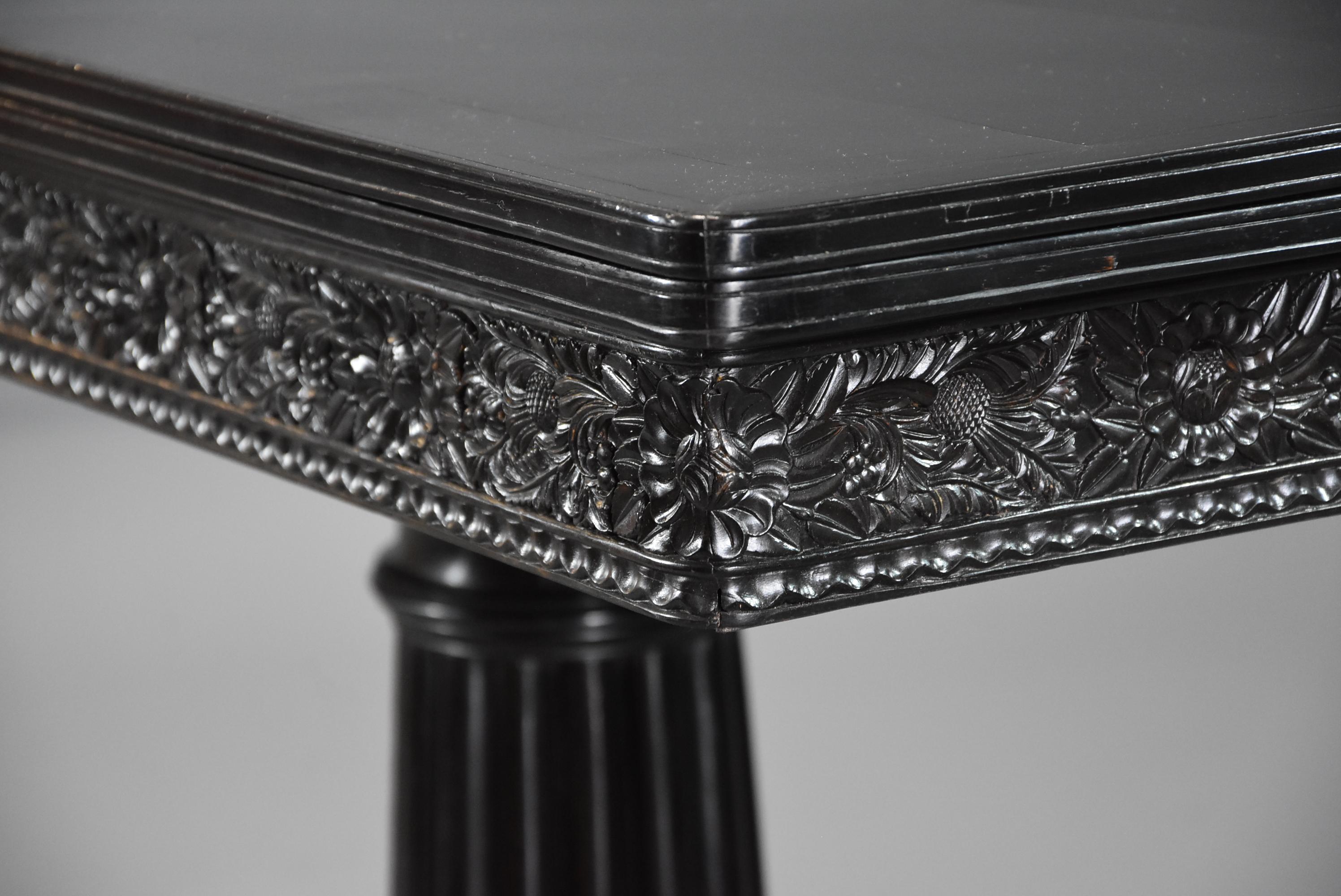 Rare 19th Century Ceylonese Solid Ebony Card/Games Table from the Galle District In Good Condition In Suffolk, GB