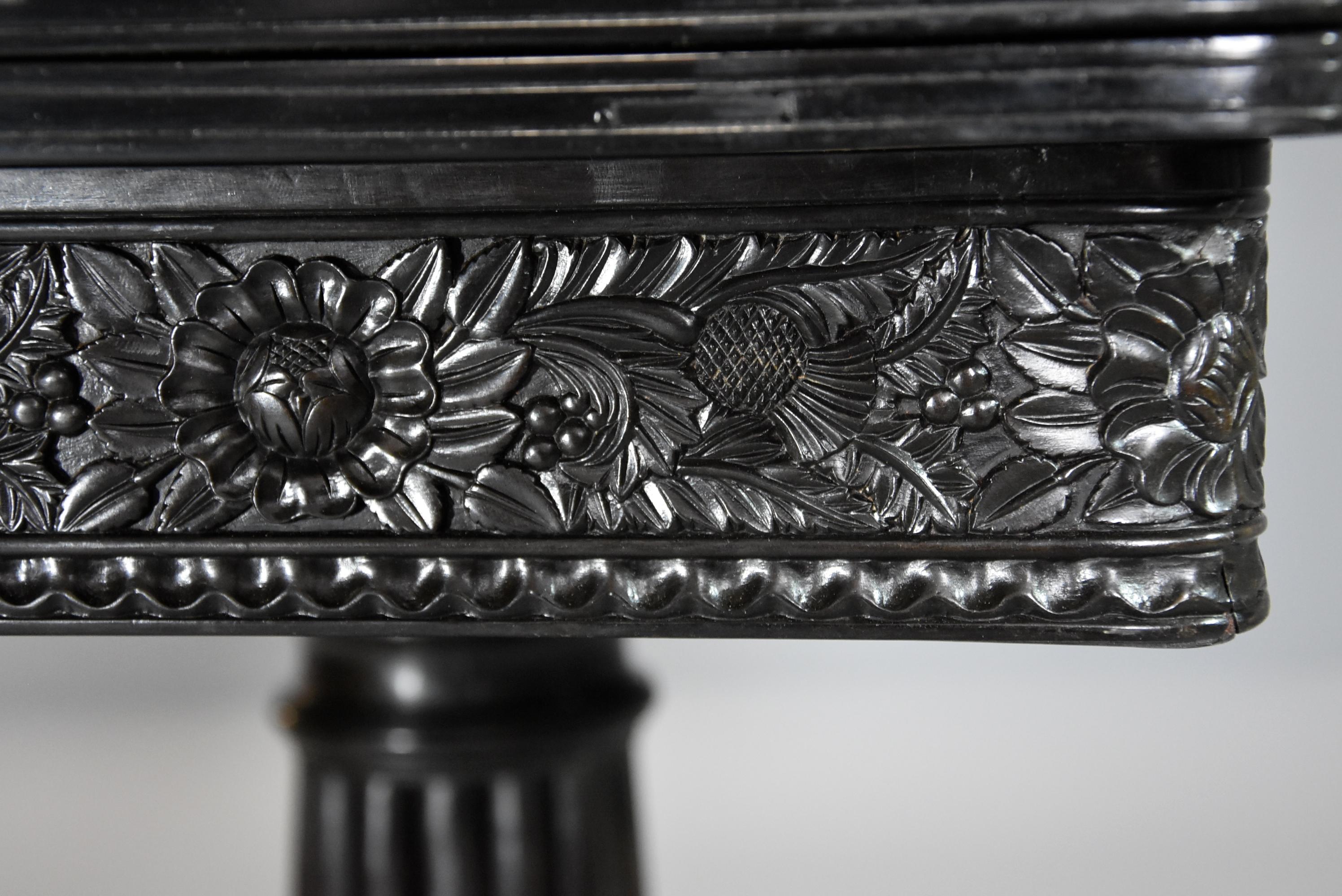 Rare 19th Century Ceylonese Solid Ebony Card/Games Table from the Galle District 2
