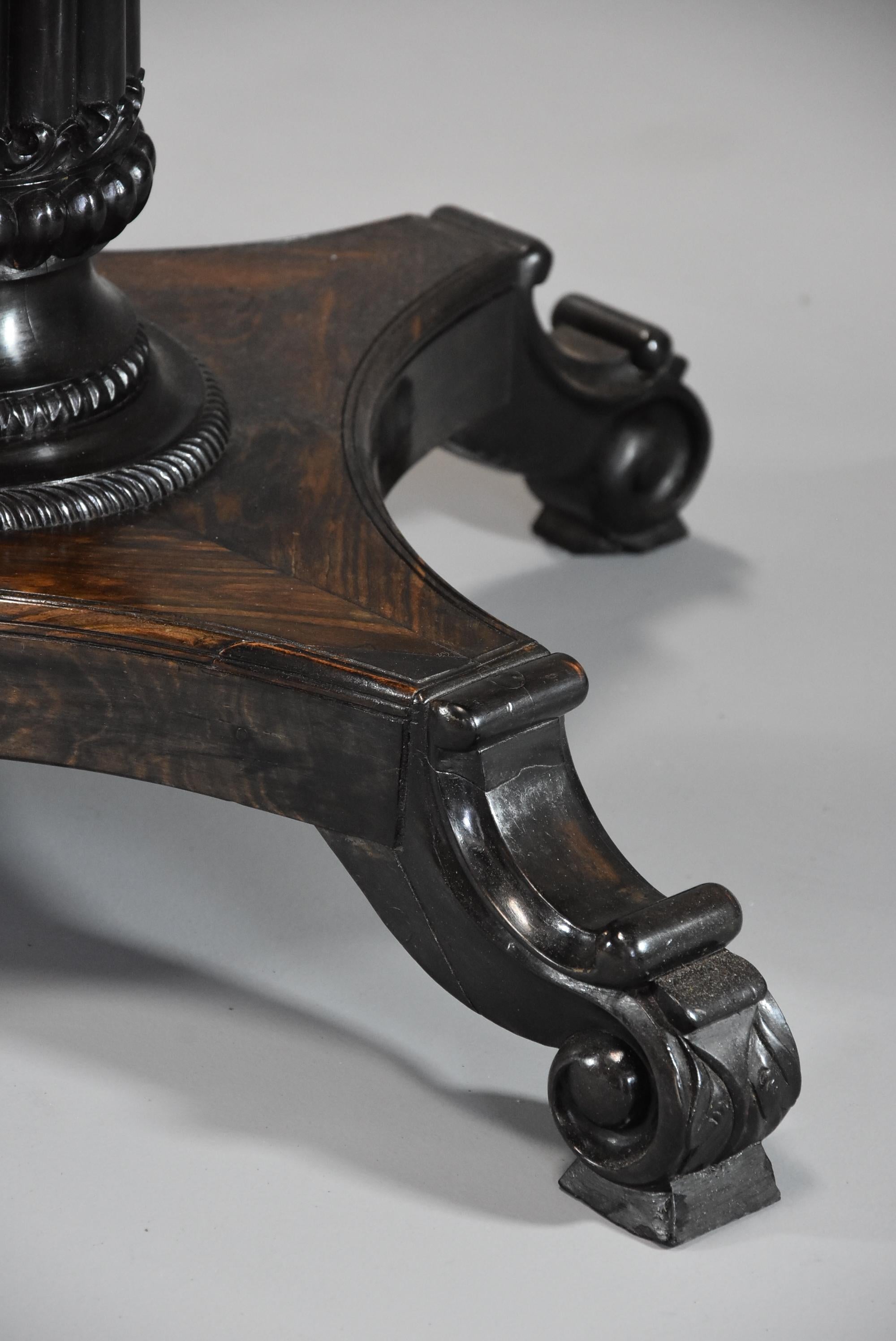Rare 19th Century Ceylonese Solid Ebony Card/Games Table from the Galle District 4