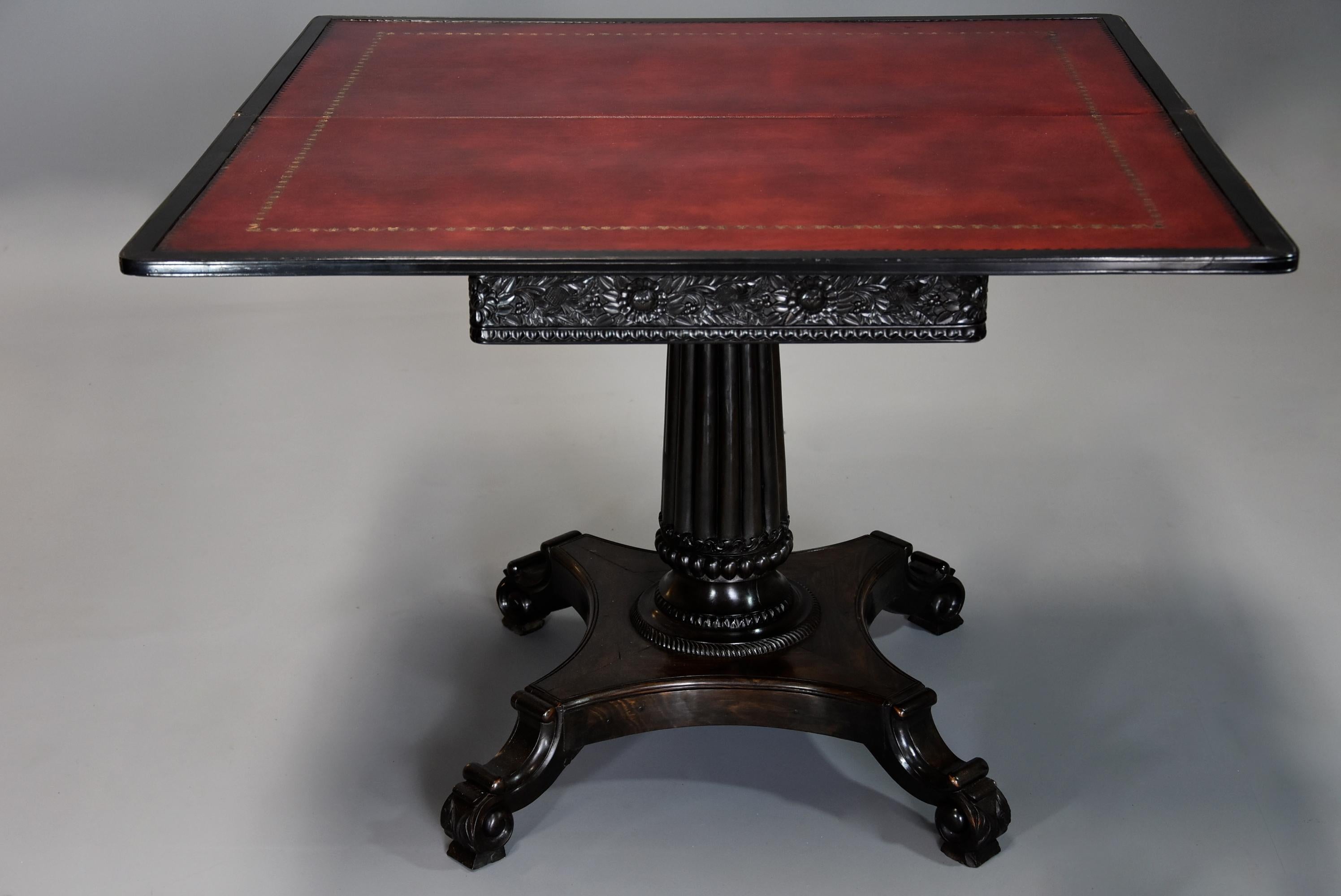 Rare 19th Century Ceylonese Solid Ebony Card/Games Table from the Galle District 5