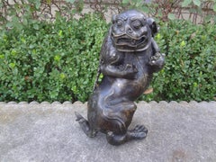 Rare 19th Century Chinese Bronze Foo Dog With Wings