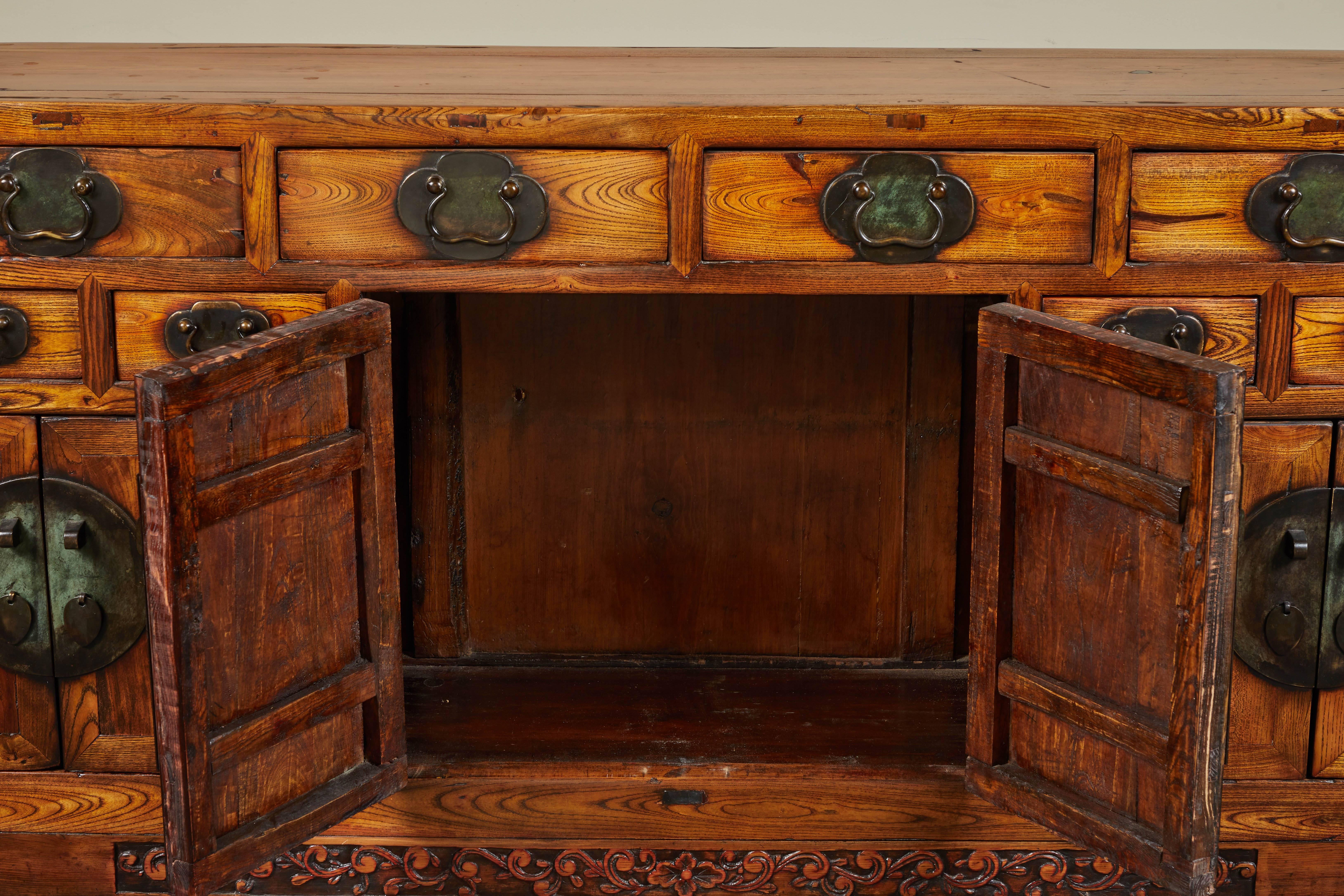 Qing Rare 19th Century Chinese Elm Sideboard
