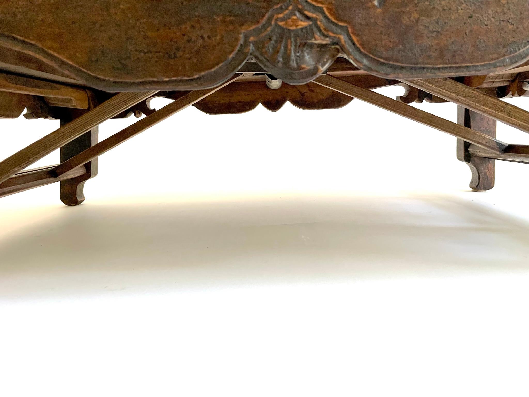 Elm Rare 19th Century Chinese Folding Low Table 'Kang Table' For Sale