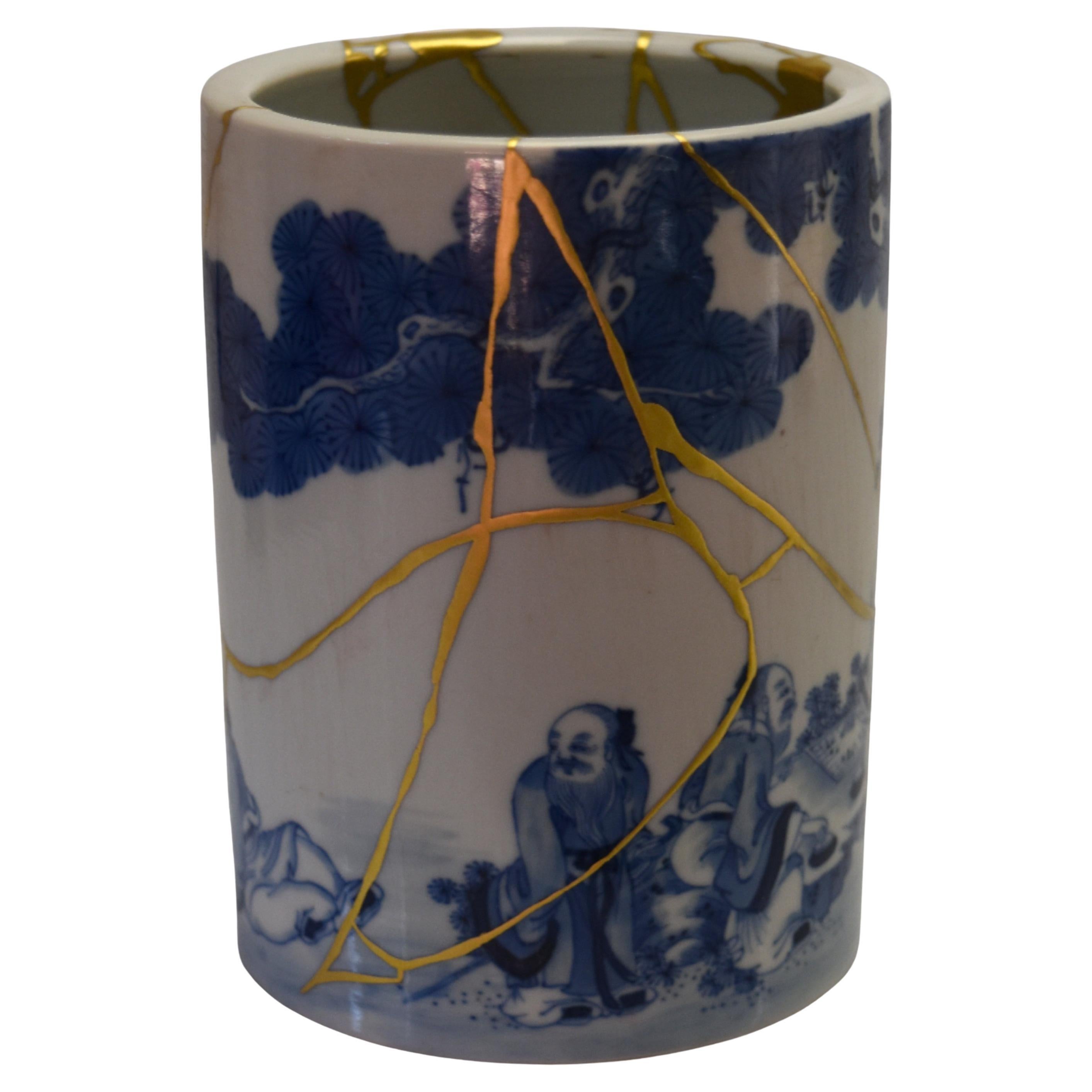 Rare 19th Century Chinese Porcelain Brush Pot for Vietnam