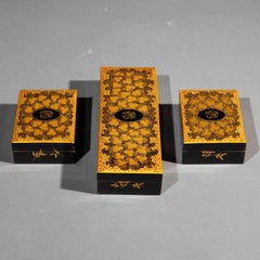 Rare 19th Century Chinoiserie Lacquer Boxes, Monogrammed 'DF', c. 1800