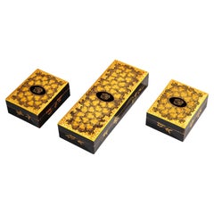 Rare 19th Century Chinoiserie Lacquer Boxes, Monogrammed 'DF', c. 1800