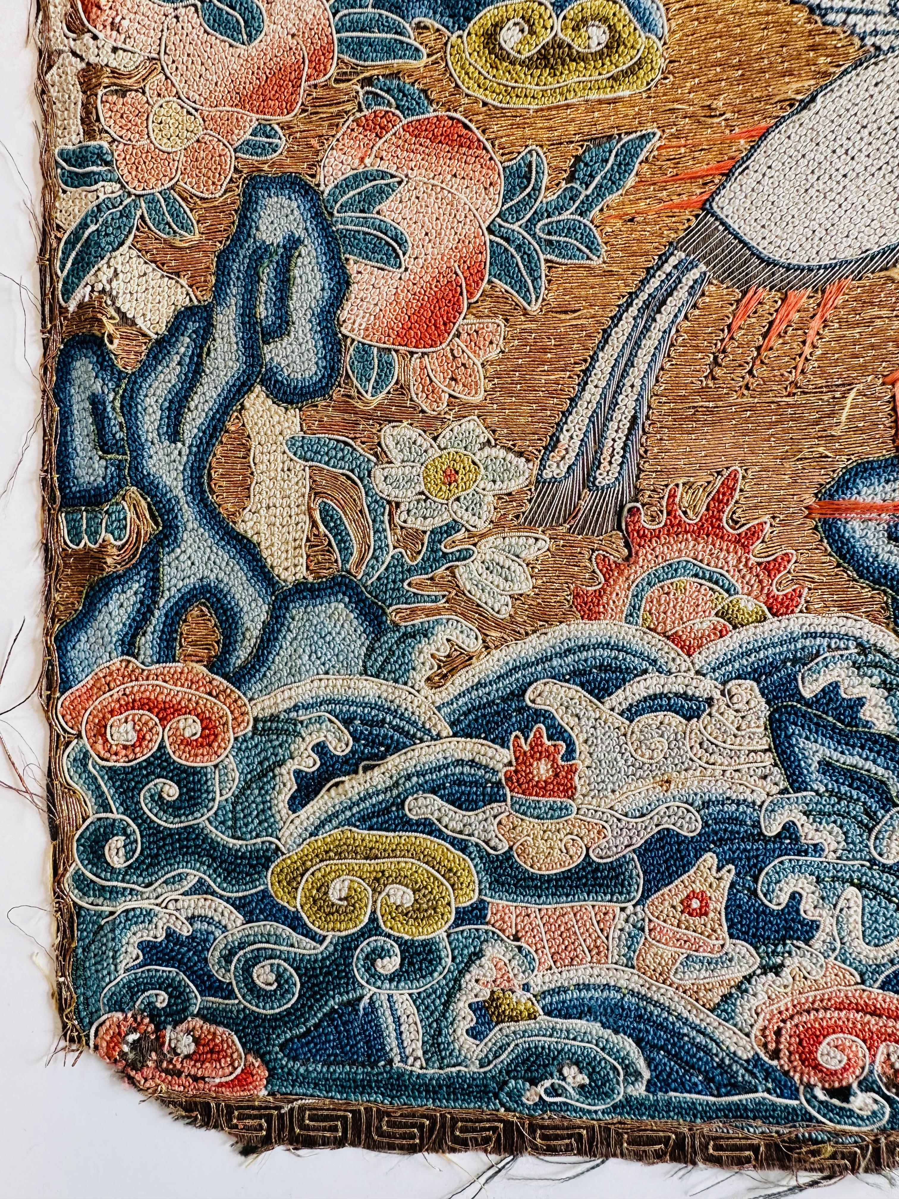 Embroidered Rare 19th Century Civil Rank Badge with Paradise Flycatcher For Sale