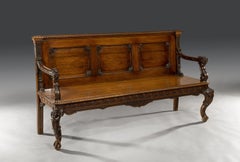 Rare 19th Century Colonial Export Triple-Back Padouk Hall Bench