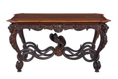 Rare 19th century continental carved mahogany center table