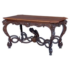 Rare 19th Century Continental Carved Mahogany Center Table