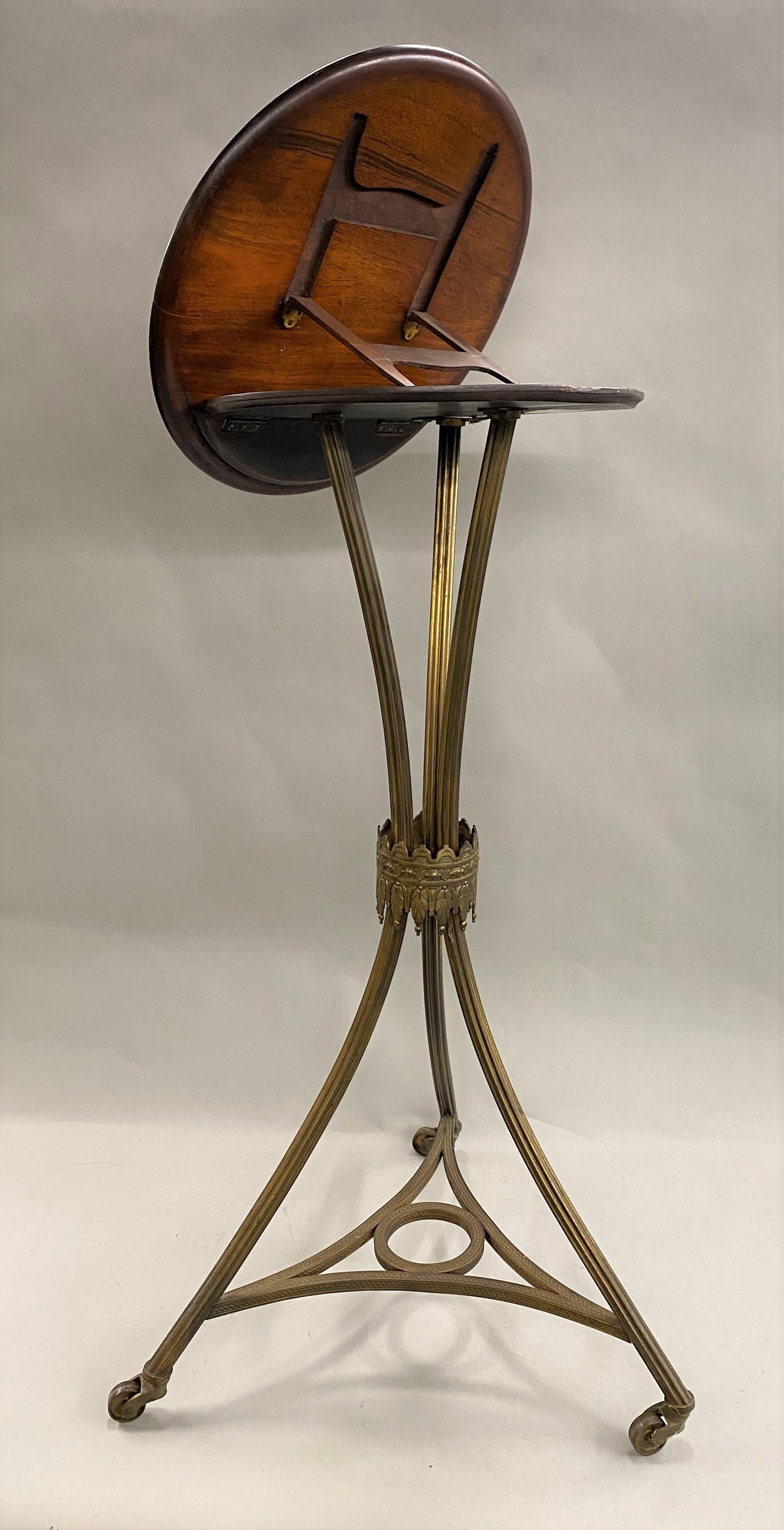Rare 19th Century Continental Mahogany & Brass Campaign Style Tilt Top Lectern In Good Condition In Milford, NH
