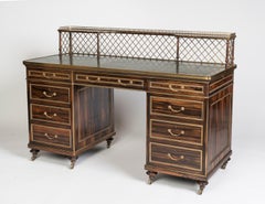 Rare 19th Century Coromandel and Gilt Brass Pedestal Desk by Wright & Mansfield