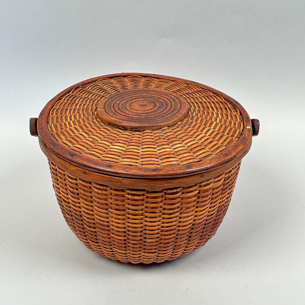 Rare 19th Century Covered Nantucket Basket