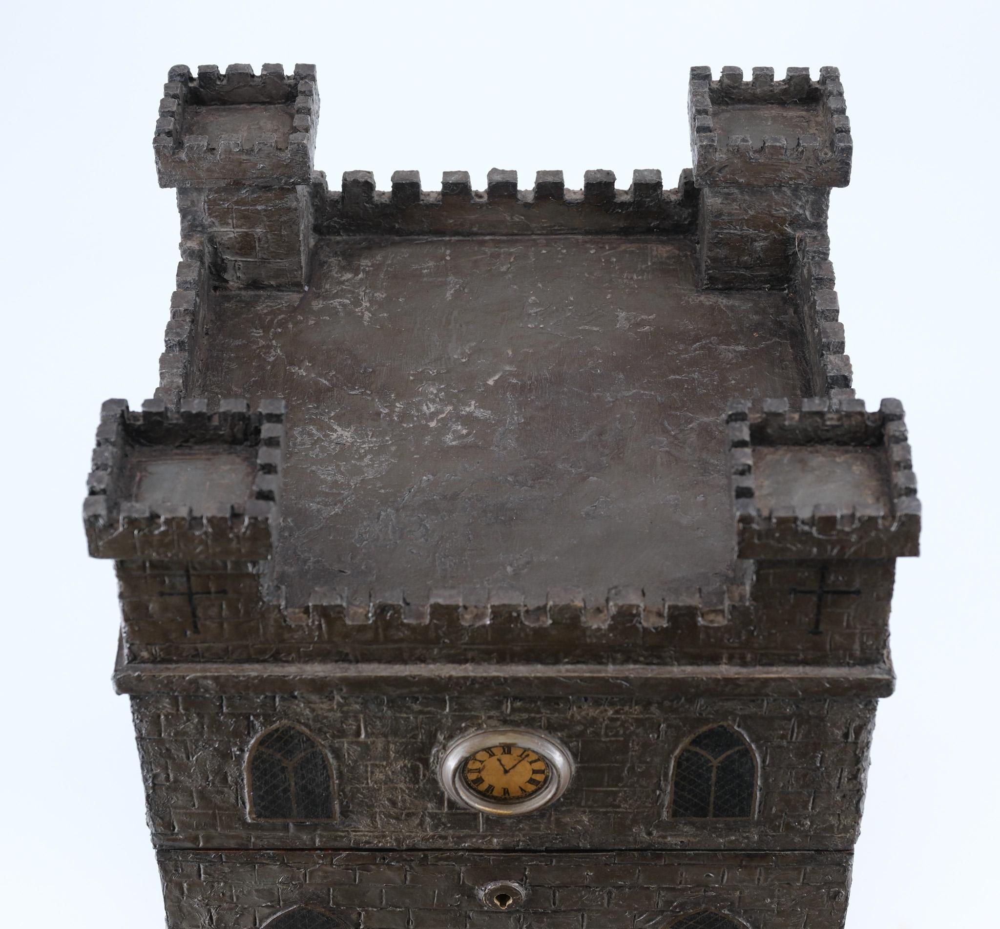 Rare 19th Century Decanter Box Depicting A Medieval Castle For Sale 8