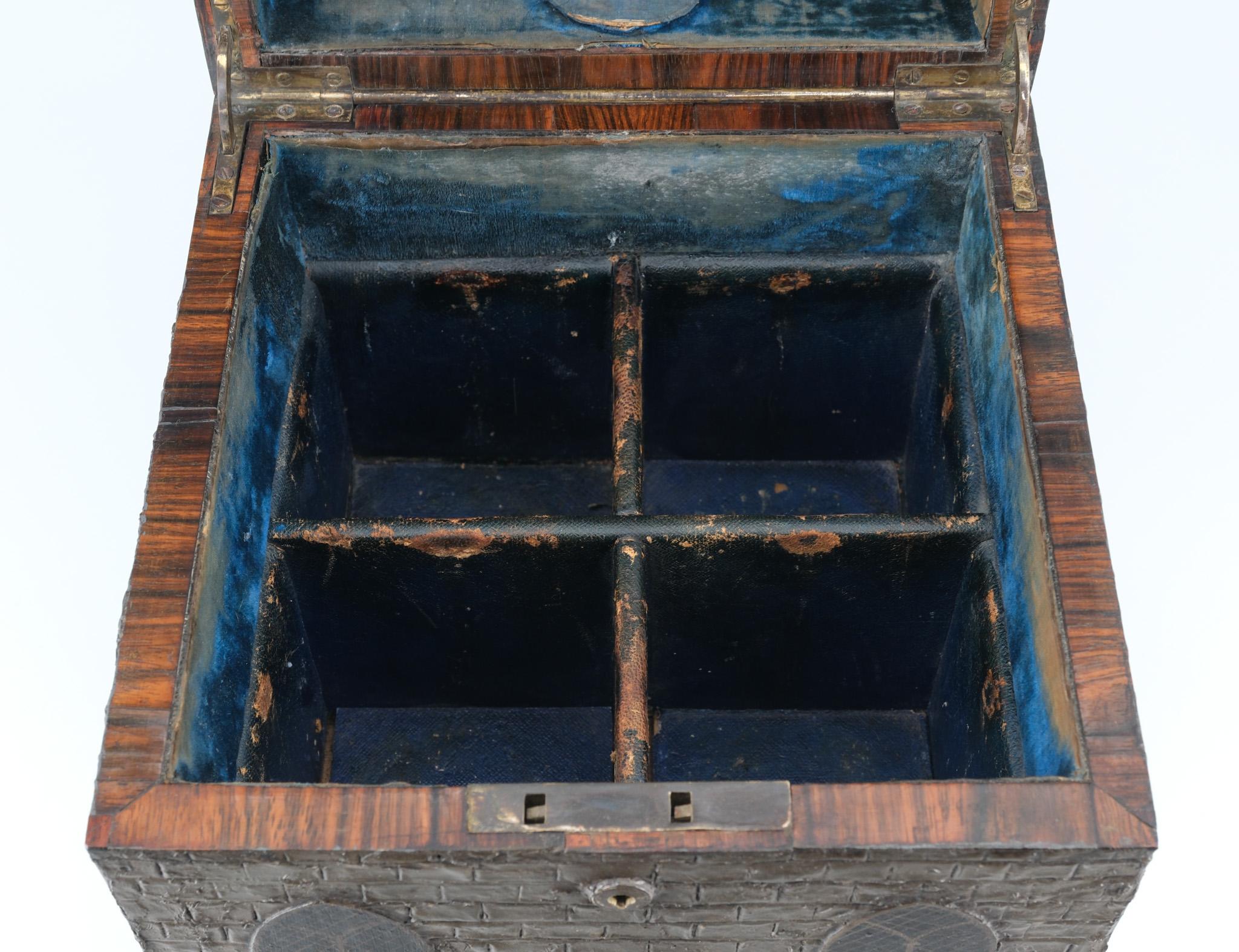 Rare 19th Century Decanter Box Depicting A Medieval Castle For Sale 9