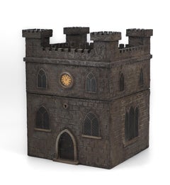 Rare 19th Century Decanter Box Depicting A Medieval Castle