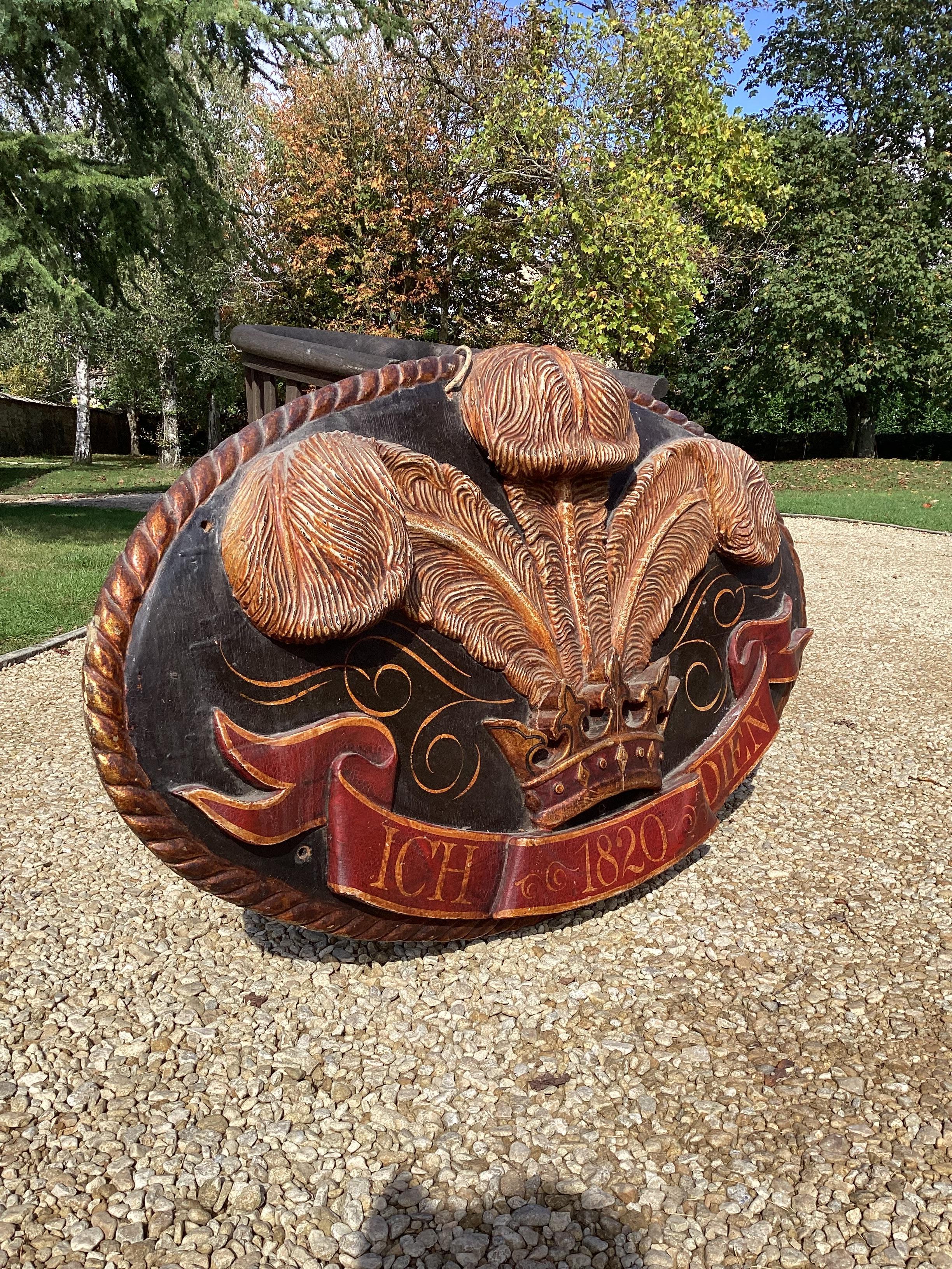 Carved Rare 19th Century Decorated Heraldic Panel For Sale