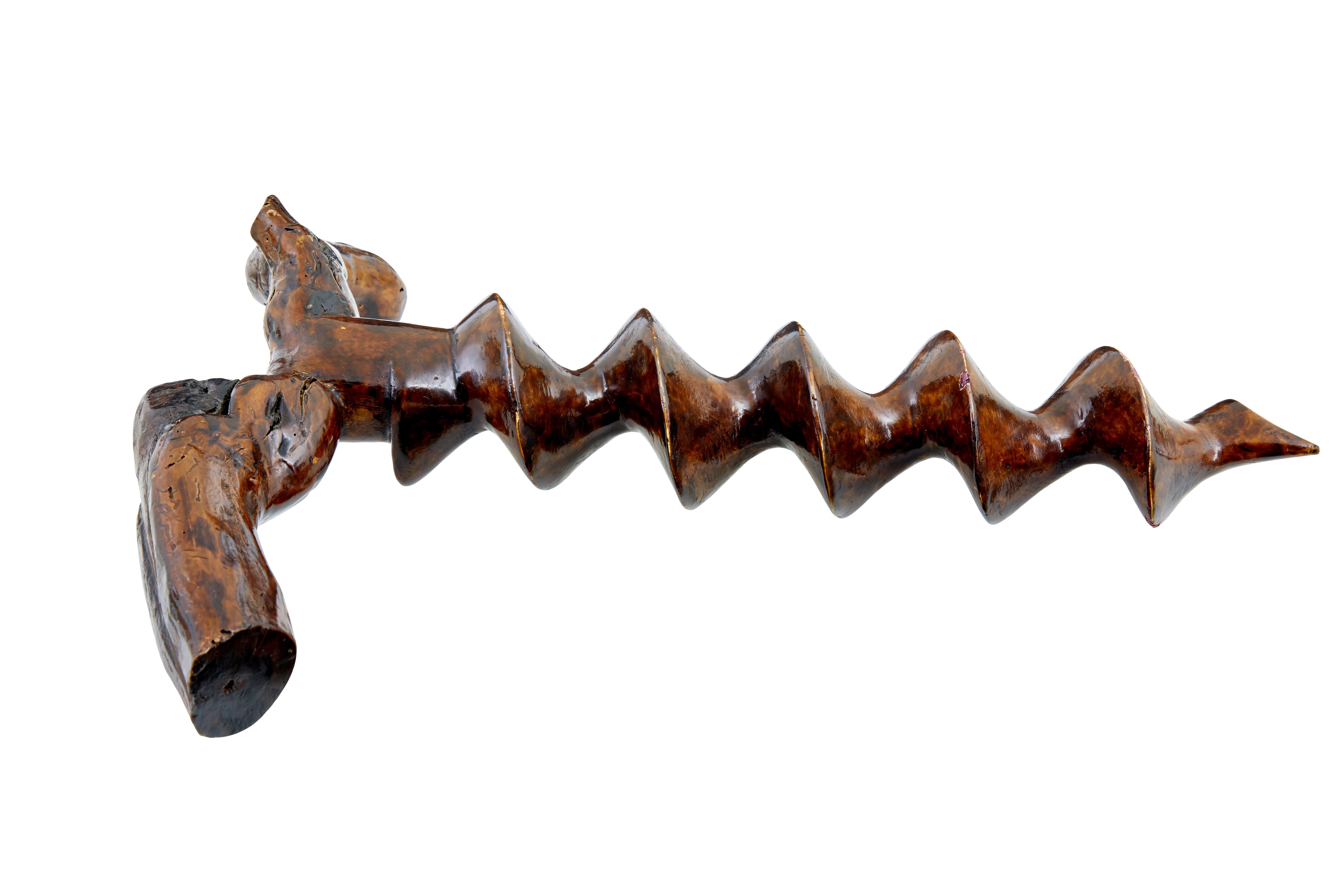 English Rare 19th Century decorative carved treen corkscrew For Sale