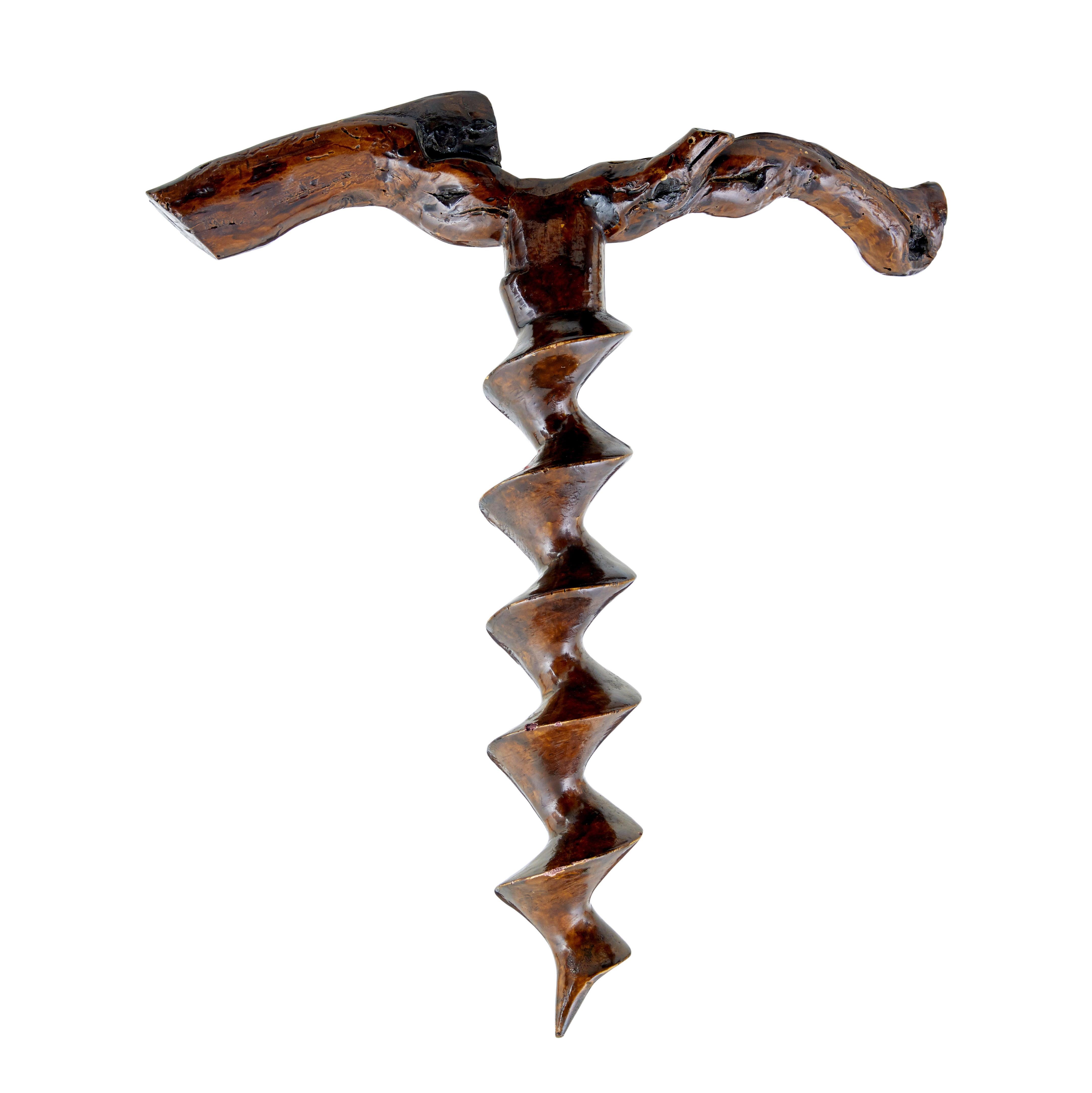 Carved Rare 19th century decorative carved treen corkscrew For Sale