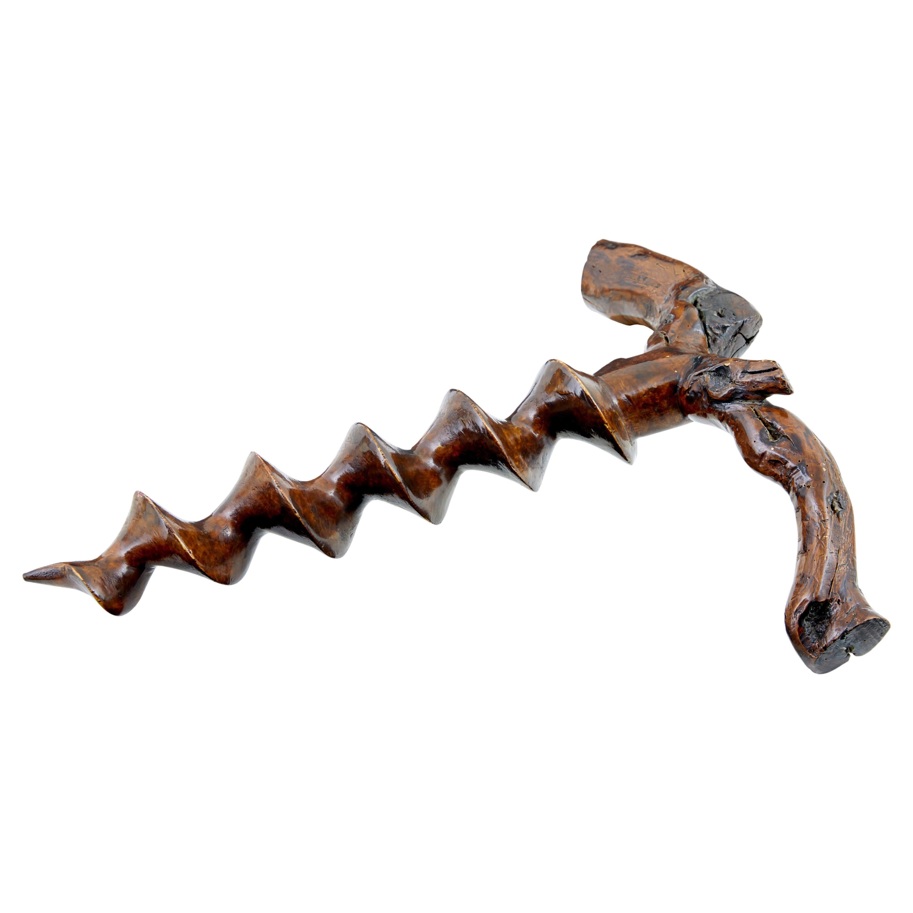 Rare 19th Century decorative carved treen corkscrew For Sale