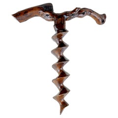 Rare 19th century decorative carved treen corkscrew
