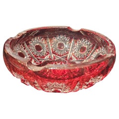 Rare 19TH Century Deep Hand Cut Heavy Bohemian Cranberry Crystal Bowl!!