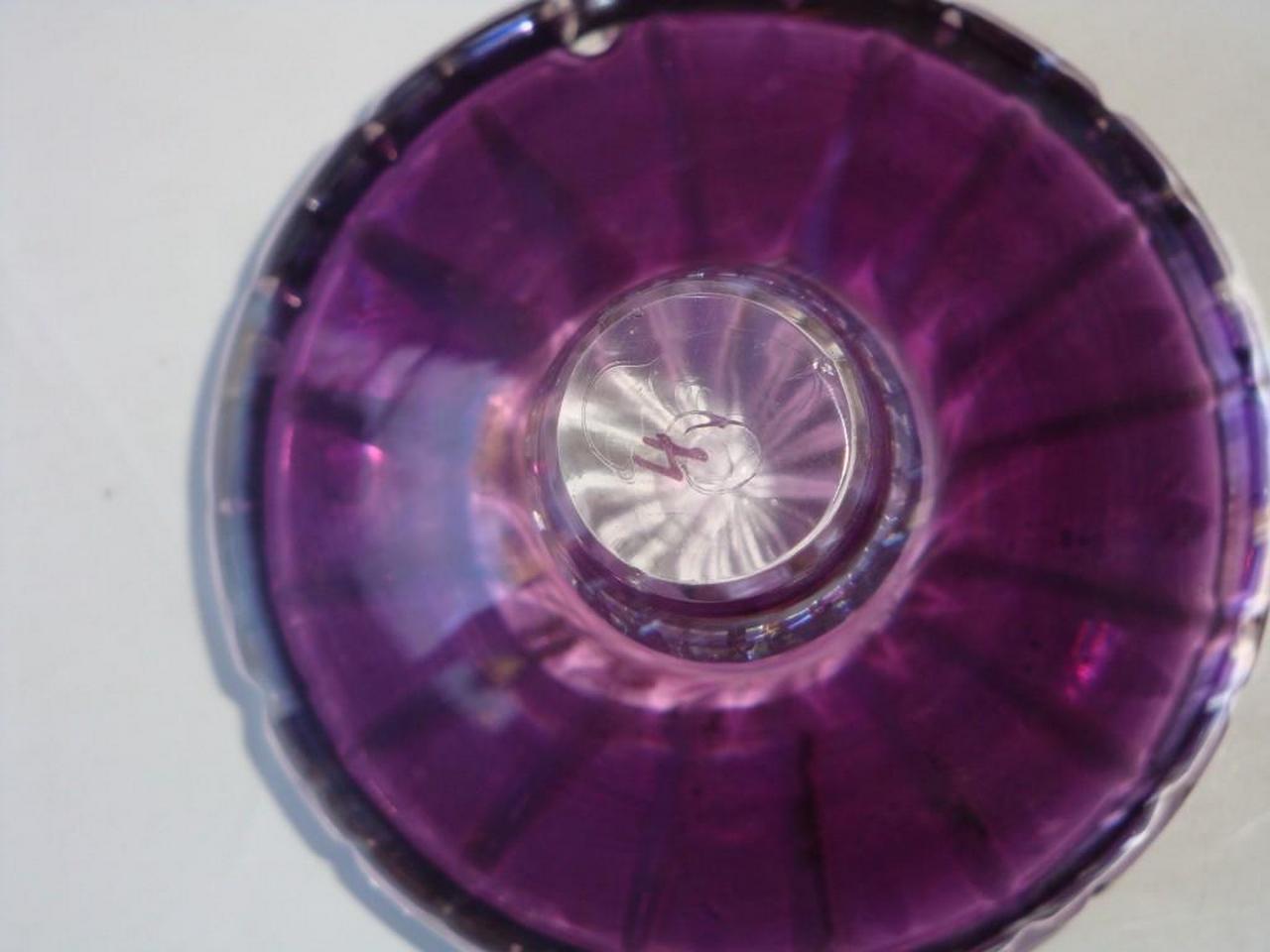 Rare 19th Century Diamond Hand Cut Crystal Amethyst Purple Wine Cognac Decanter In Good Condition For Sale In New York, NY