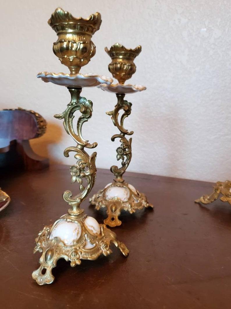 Fine 19th Century Ormolu Mounted KPM Porcelain Desk Set - Inkwell Candlesticks For Sale 2