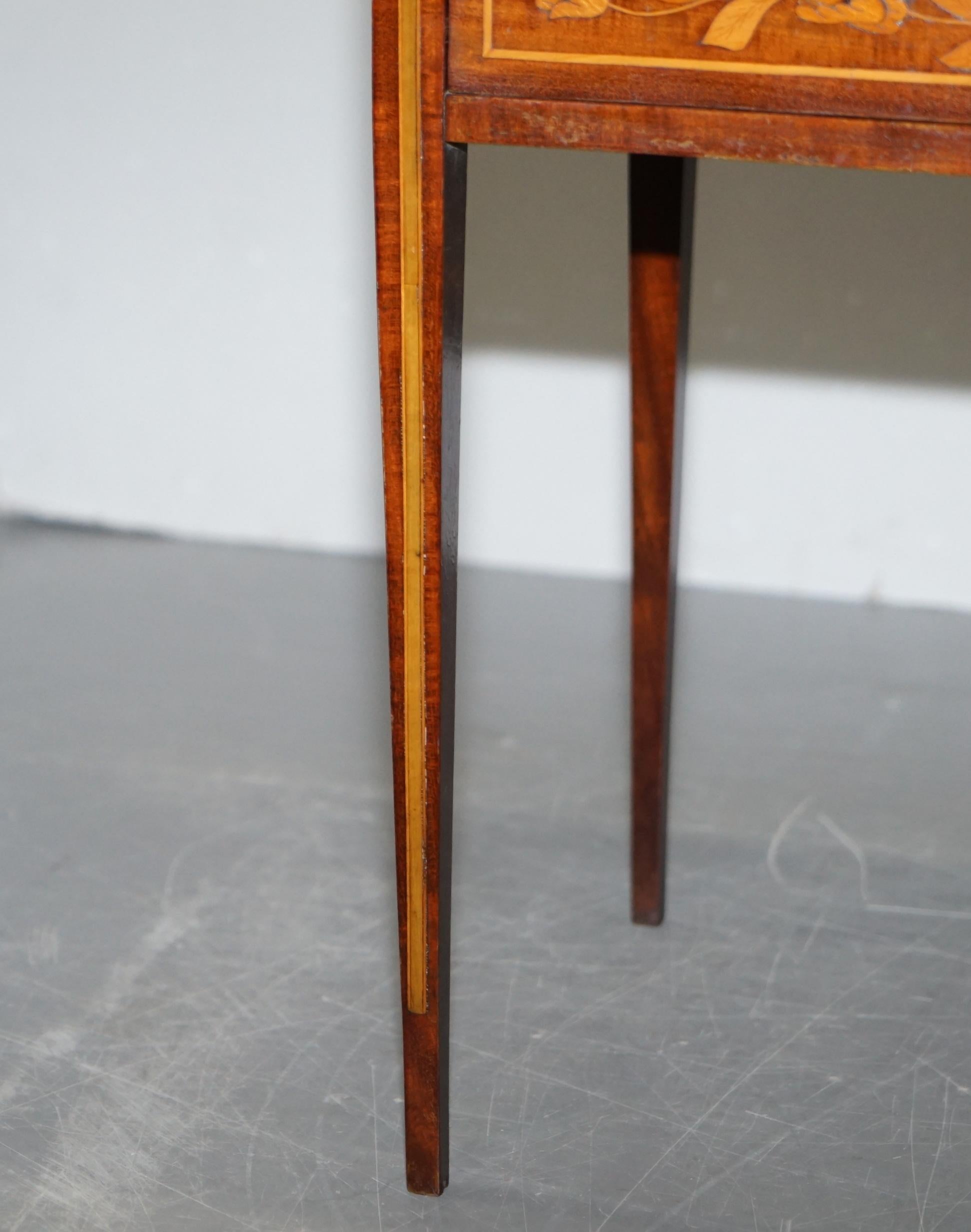 Rare 19th Century Dutch Marquetry Inlaid Side Table with Tambour Fronted Door For Sale 5