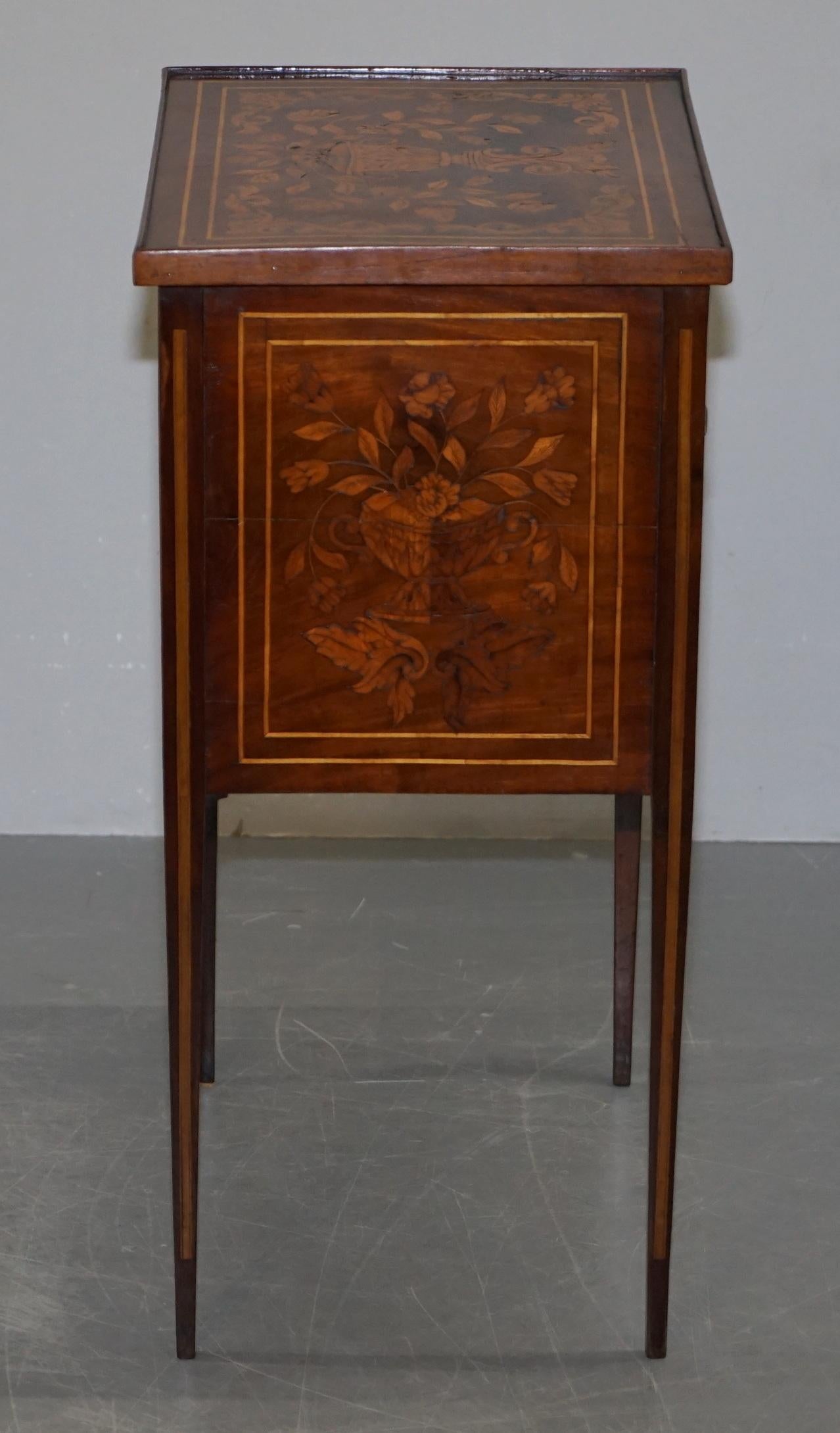 Rare 19th Century Dutch Marquetry Inlaid Side Table with Tambour Fronted Door For Sale 6