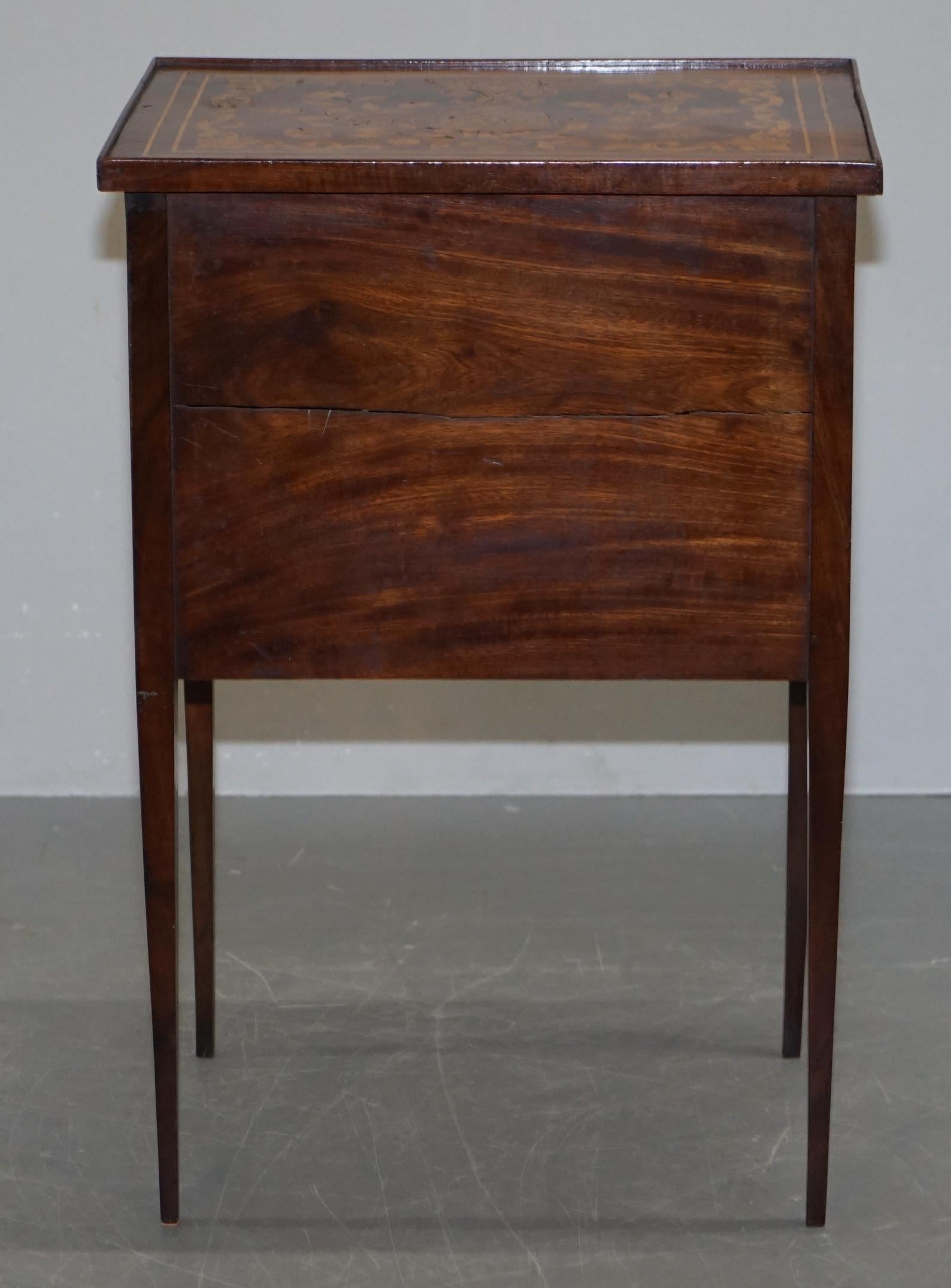 Rare 19th Century Dutch Marquetry Inlaid Side Table with Tambour Fronted Door For Sale 7