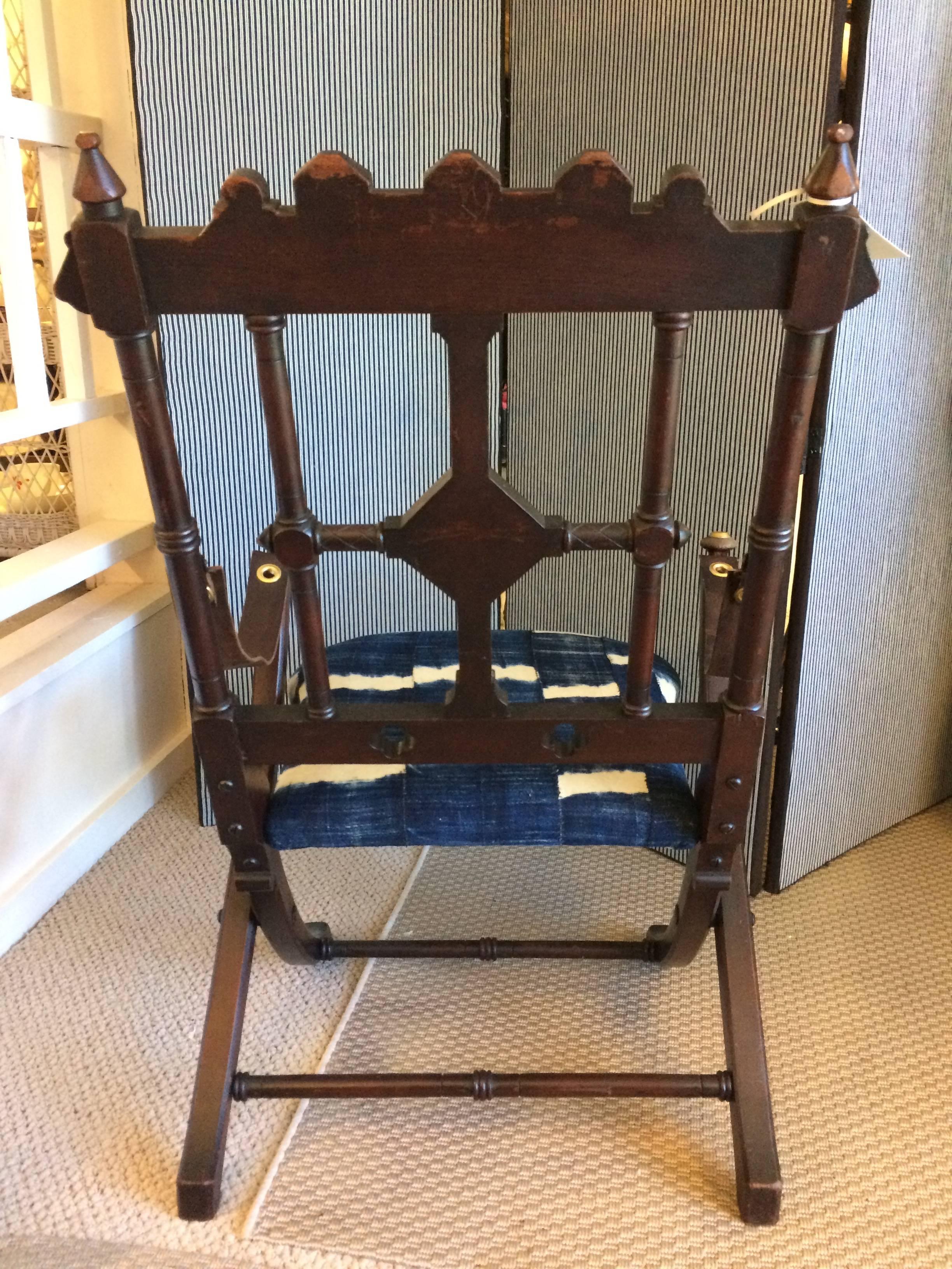 Wood Rare 19th Century Eastlake Campaign Style Folding Chair
