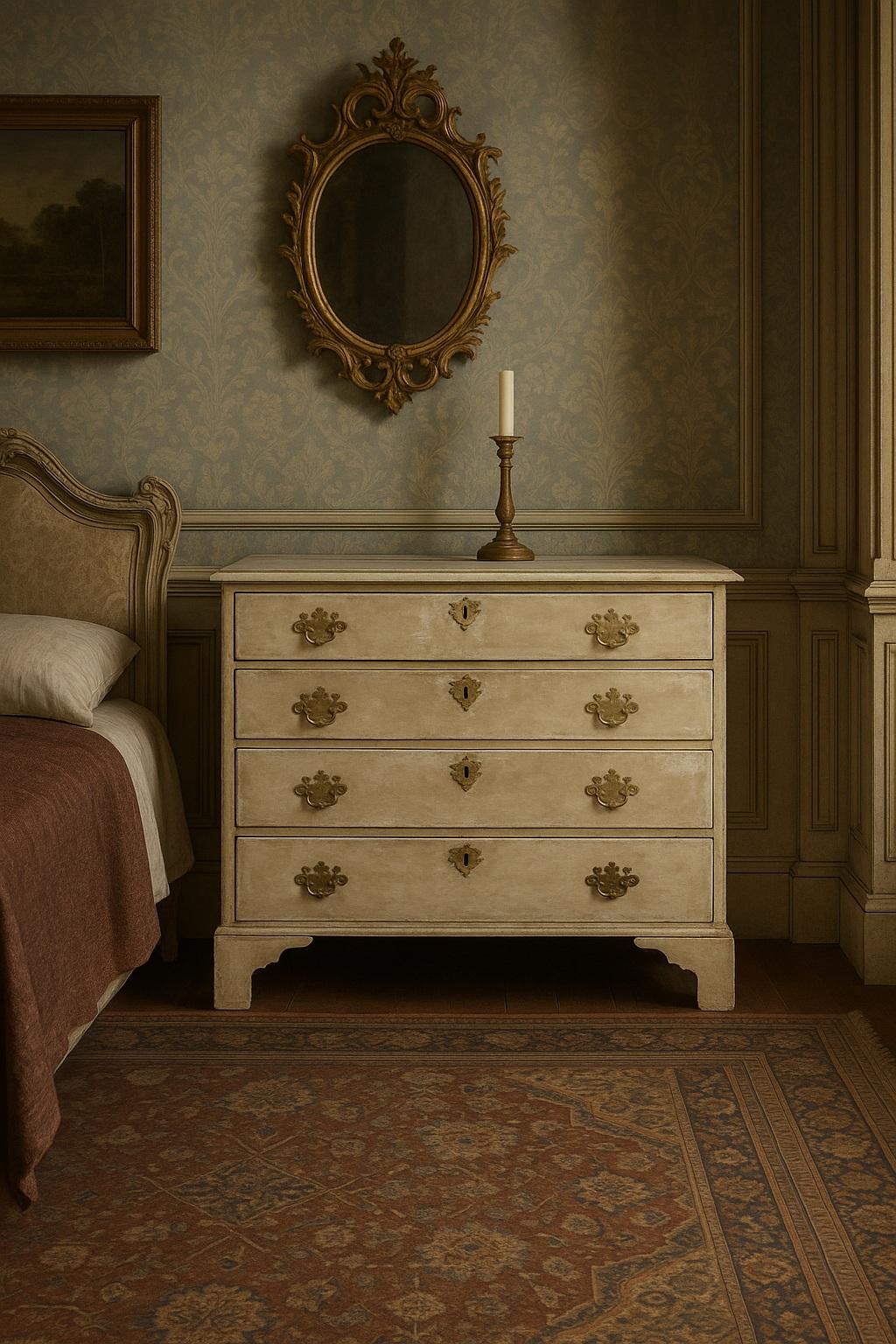 Vittoriano Rare 19th century Edwards and Roberts painted chest of drawers in vendita