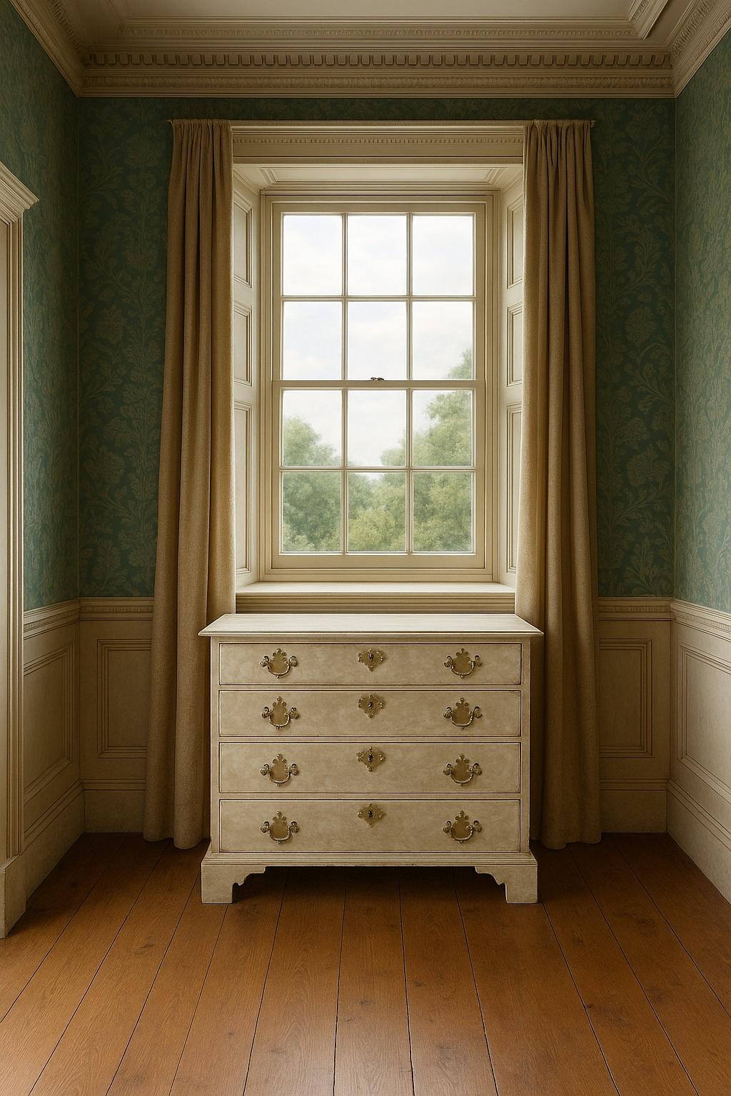 XIX secolo Rare 19th century Edwards and Roberts painted chest of drawers in vendita