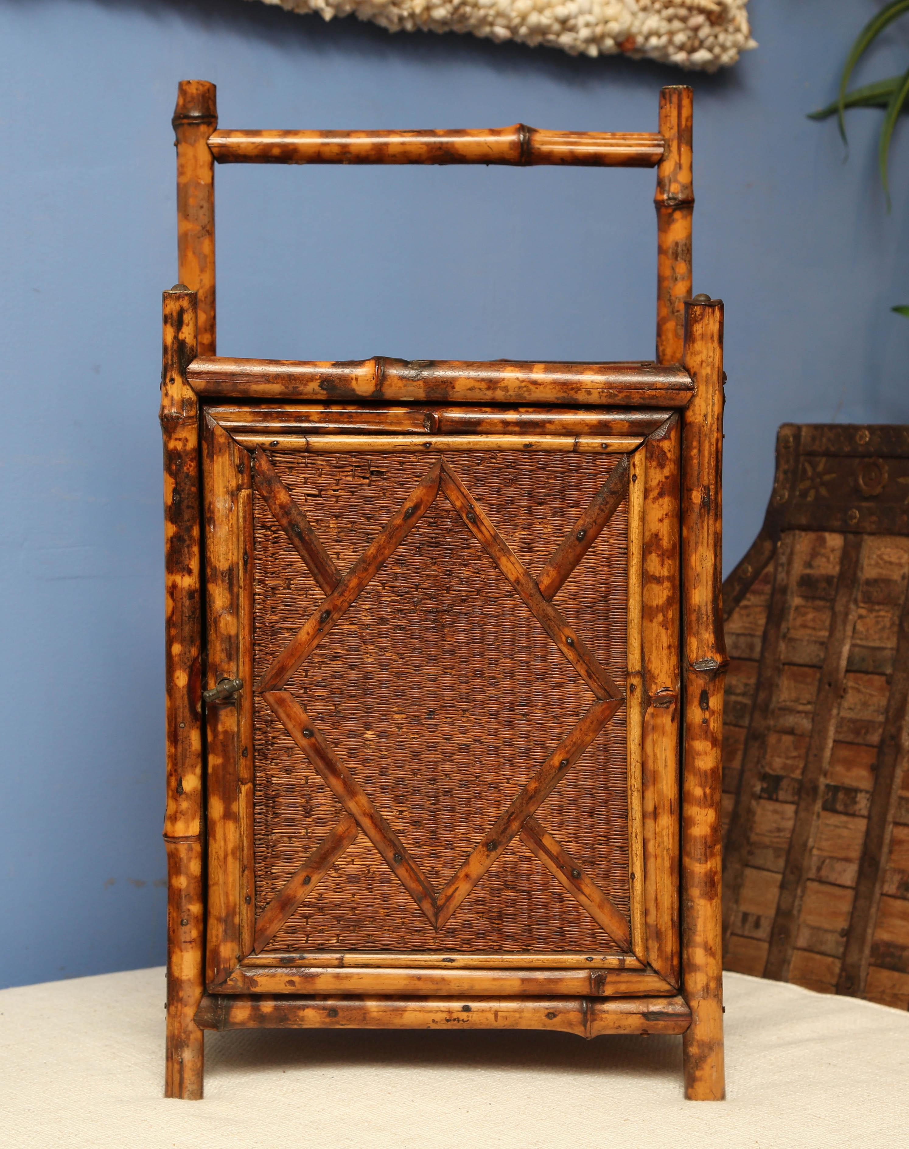 Rare 19th Century English Bamboo Cabinet In Good Condition In West Palm Beach, FL