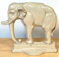 Rare 19th Century English Enamelled Cast Iron Doorstop of Jumbo the Elephant