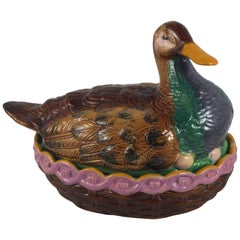 Rare 19th Century English Majolica Duck Tureen William Brownfield