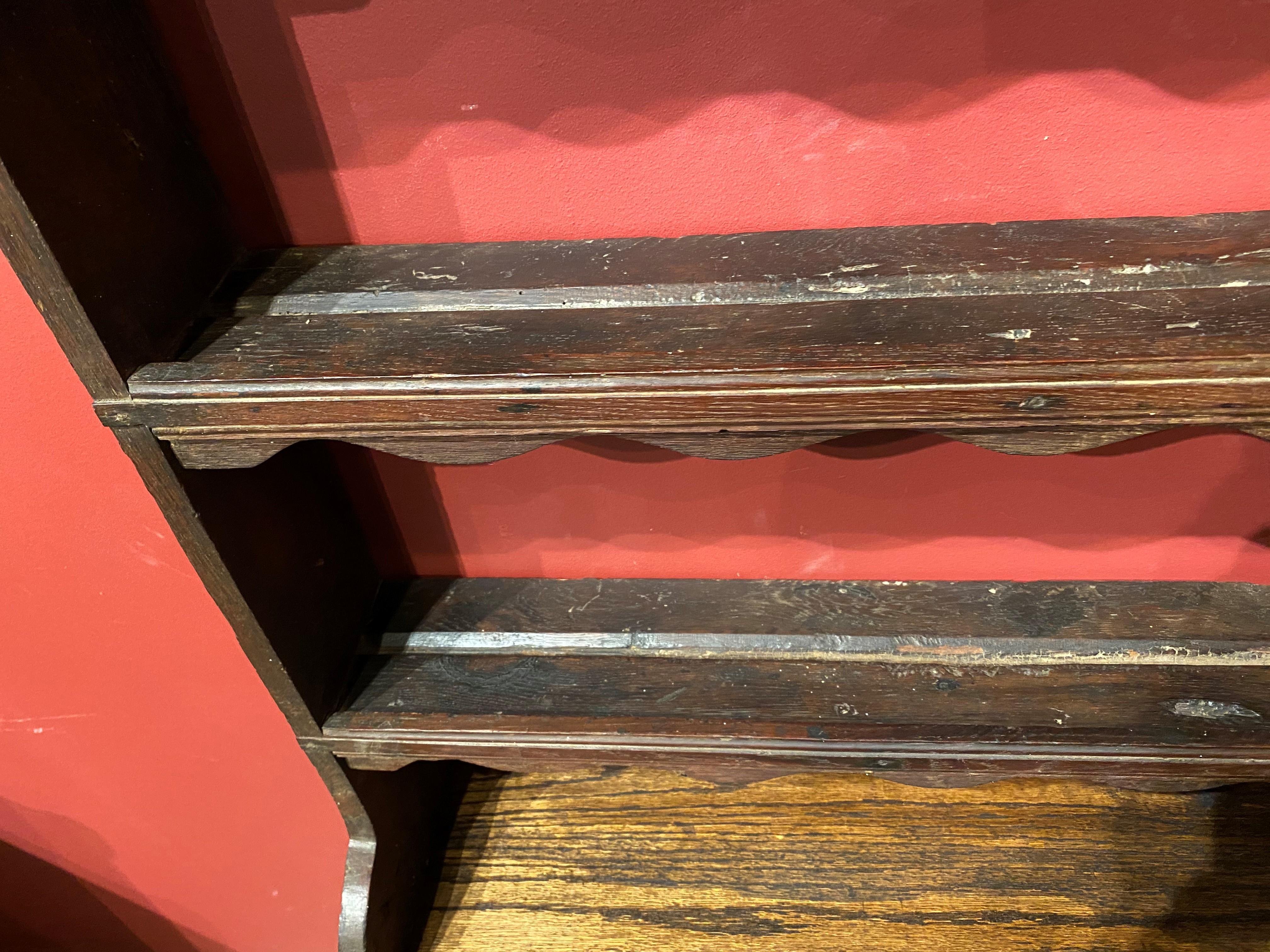 Rare 19th Century English Oak Stepback Pewter Shelf 2